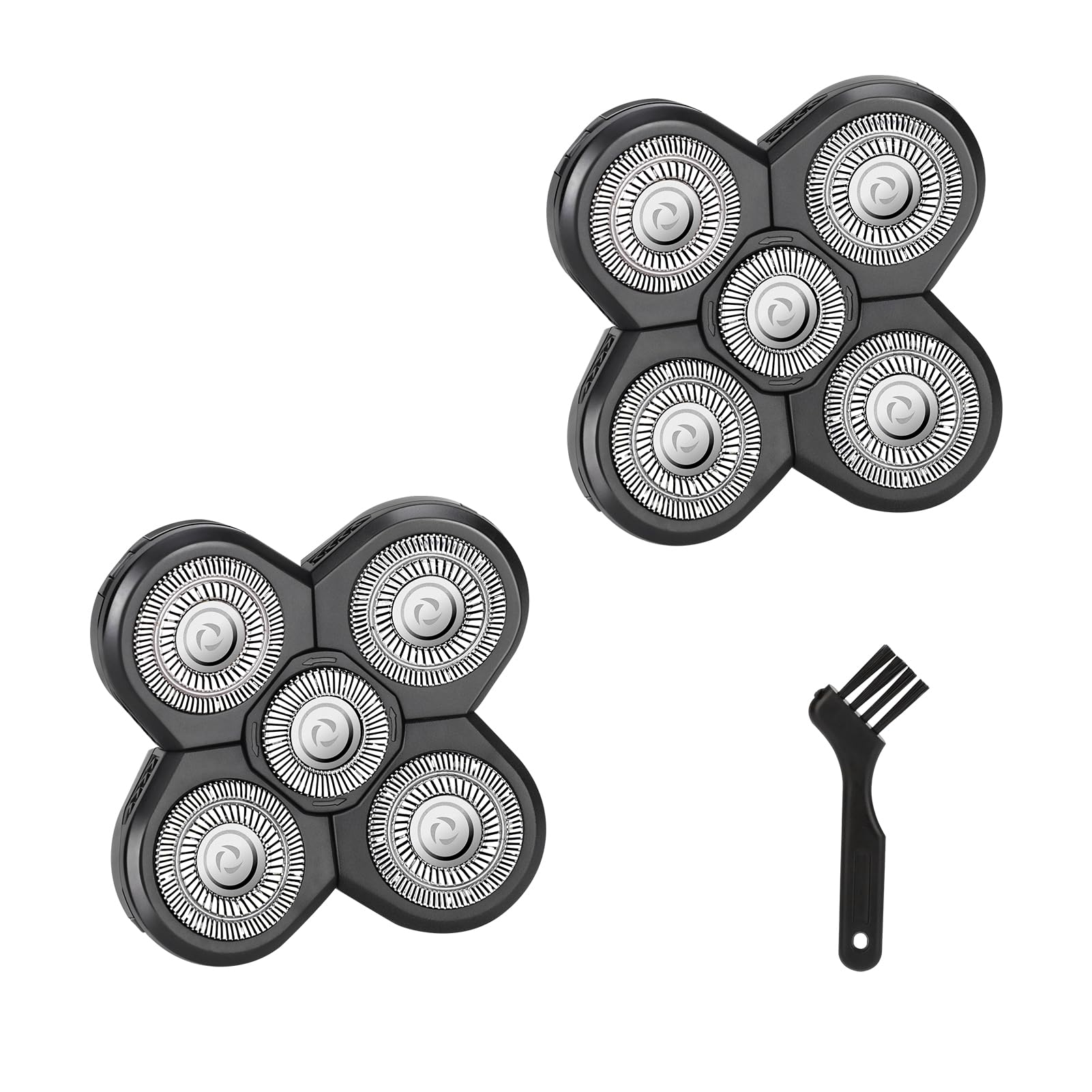 2Pc 5D Men'S Electric Shaver Replacement Heads, Razor Head Shavers For Bald And Face, Shaving Beard Cutter For Men With Brush Ac