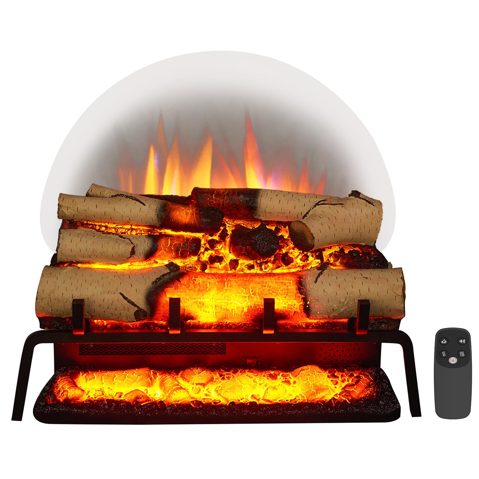 Legendflame 23'' W Free Standing Electric Fireplace White Birch Log Set (Ef290A Wb), Fireplace Insert, Heater 750W/1500W, Crackl