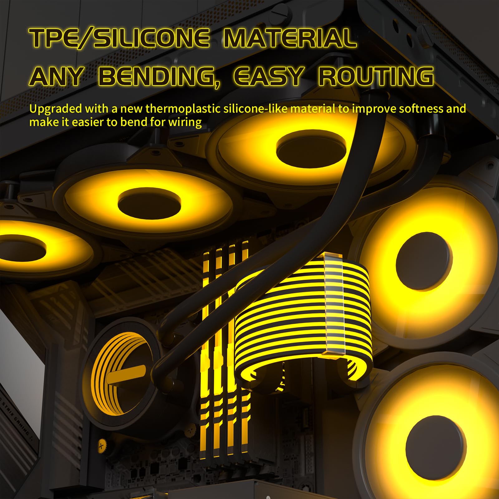 Sirlyr 24 Pin Rgb Cable,Rgb Psu Cables Extensions   5V 3Pin Addressable Argb Motherboard Power Supply Fit Black Pc Case Build Bl