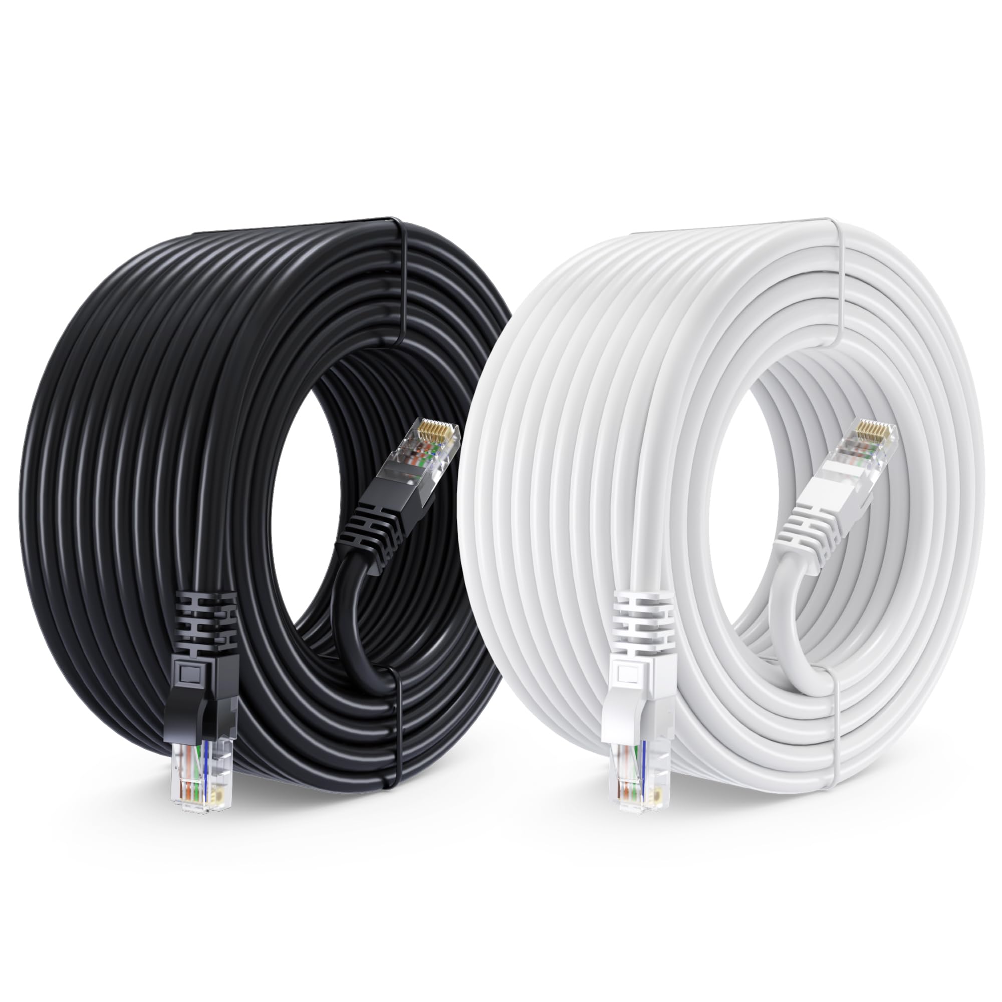 Maximm Cat 6 Ethernet Cable 50 Ft (2 Pack)   High Speed Lan Cable, Internet Cable, Patch Cable, And Network Cable   Utp, 10Gbps, 550Mhz Cat6 Cable   Black & White