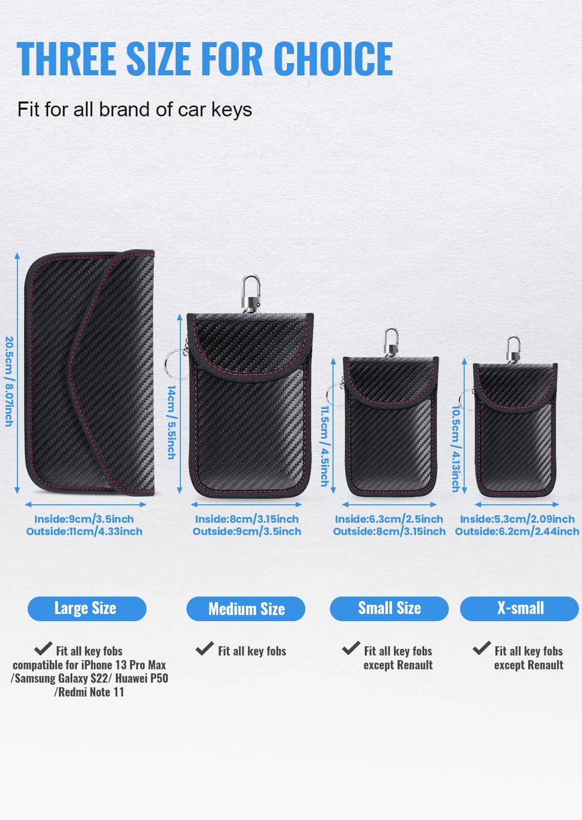 Lanpard Faraday Bag For Phones And Car Keys, 2 Pack Rfid Signal Blocking Bag, Carbon Fiber Material Shielding Case For Cell Phon