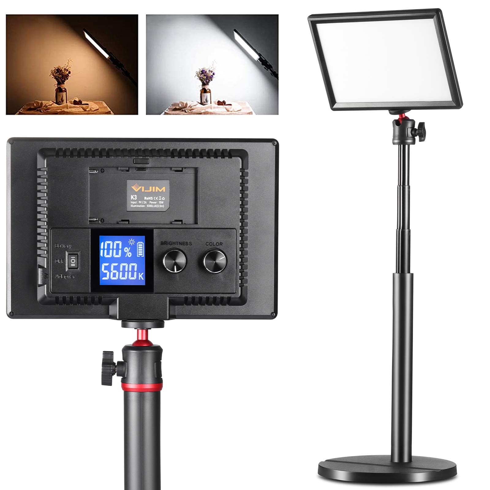 Ulanzi Led Key Light Desktop, Professional Streaming Studio Panel Dimmable Bi Color Led Video Light With Lcd Screen And 28'' Ext