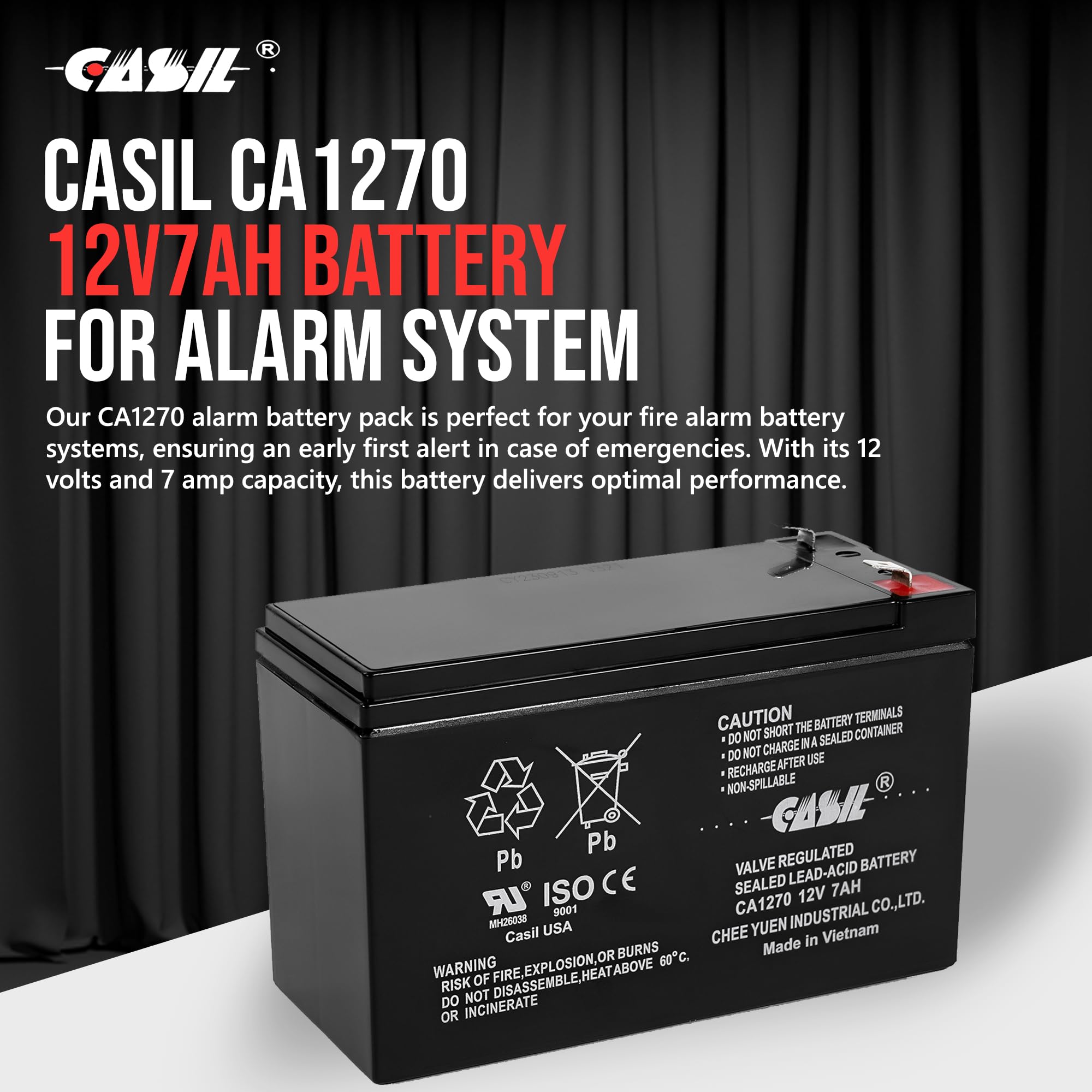 Casil Original Ca1270 12V 7Ah Adt Home Alarm Battery
