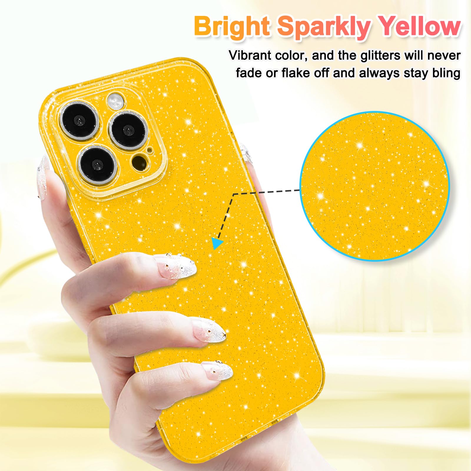 Hython Case For Iphone 14 Pro Max Case Glitter Cute Sparkly Shiny Bling Sparkle Phone Cases 6.7'', Thin Slim Fit Soft Tpu Bumper