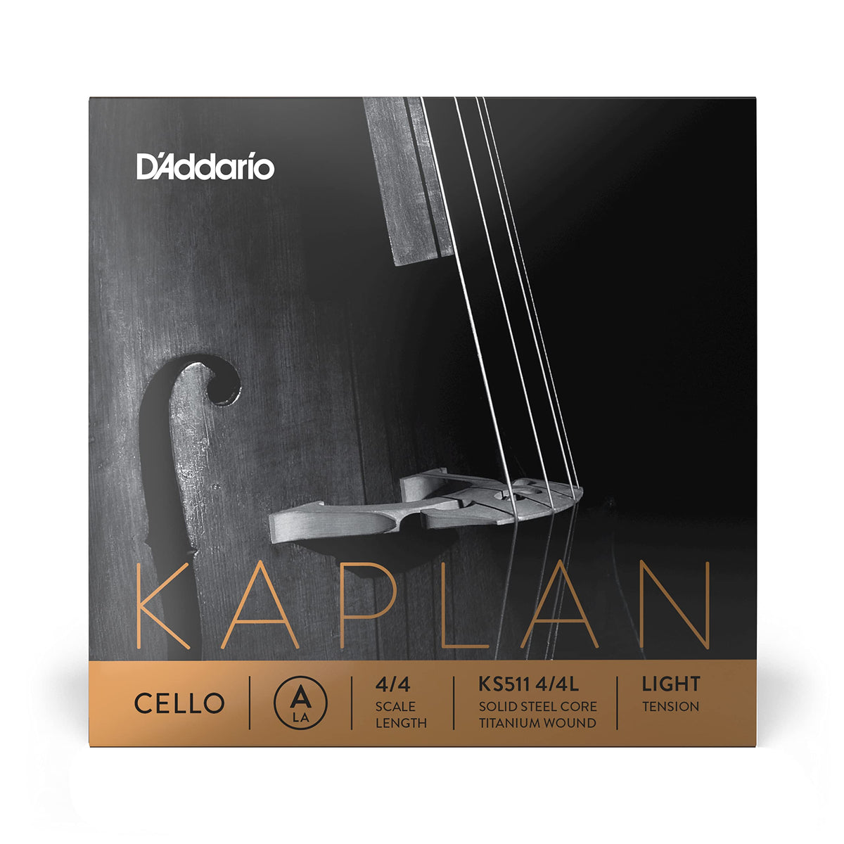 D'Addario Kaplan Cello Single A String, 4/4 Scale, Medium Tension
