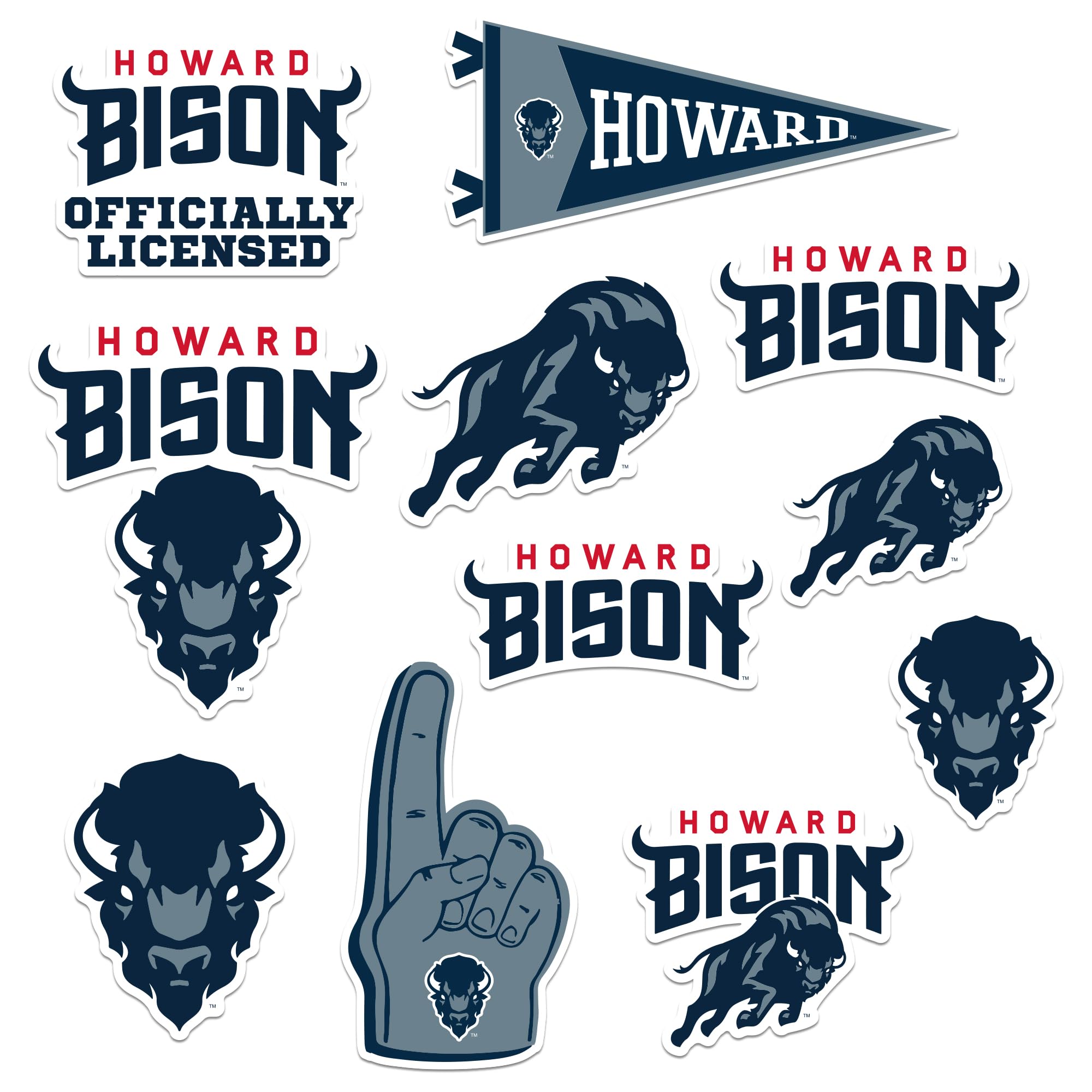 Howard University 10Ct Vinyl Large Deluxe Stickers Variety Pack   Laptop, Water Bottle, Scrapbooking, Tablet, Skateboard, Indoor