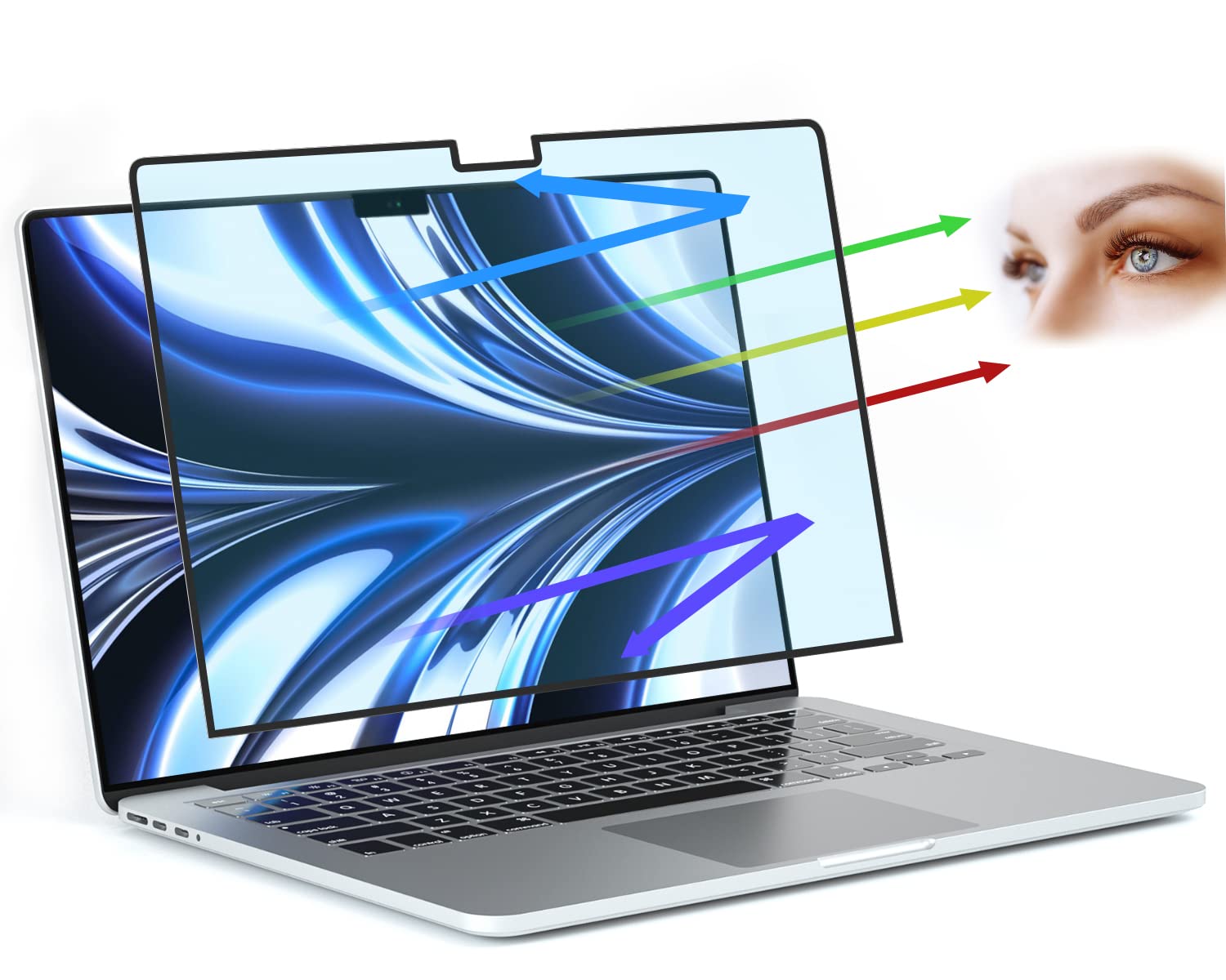 Filmext Macbook Air 13.6 Inch Screen Protector (M2 M3,2022 2024), Bubble Free Anti Blue Light Screen Protector For Macbook Air 1