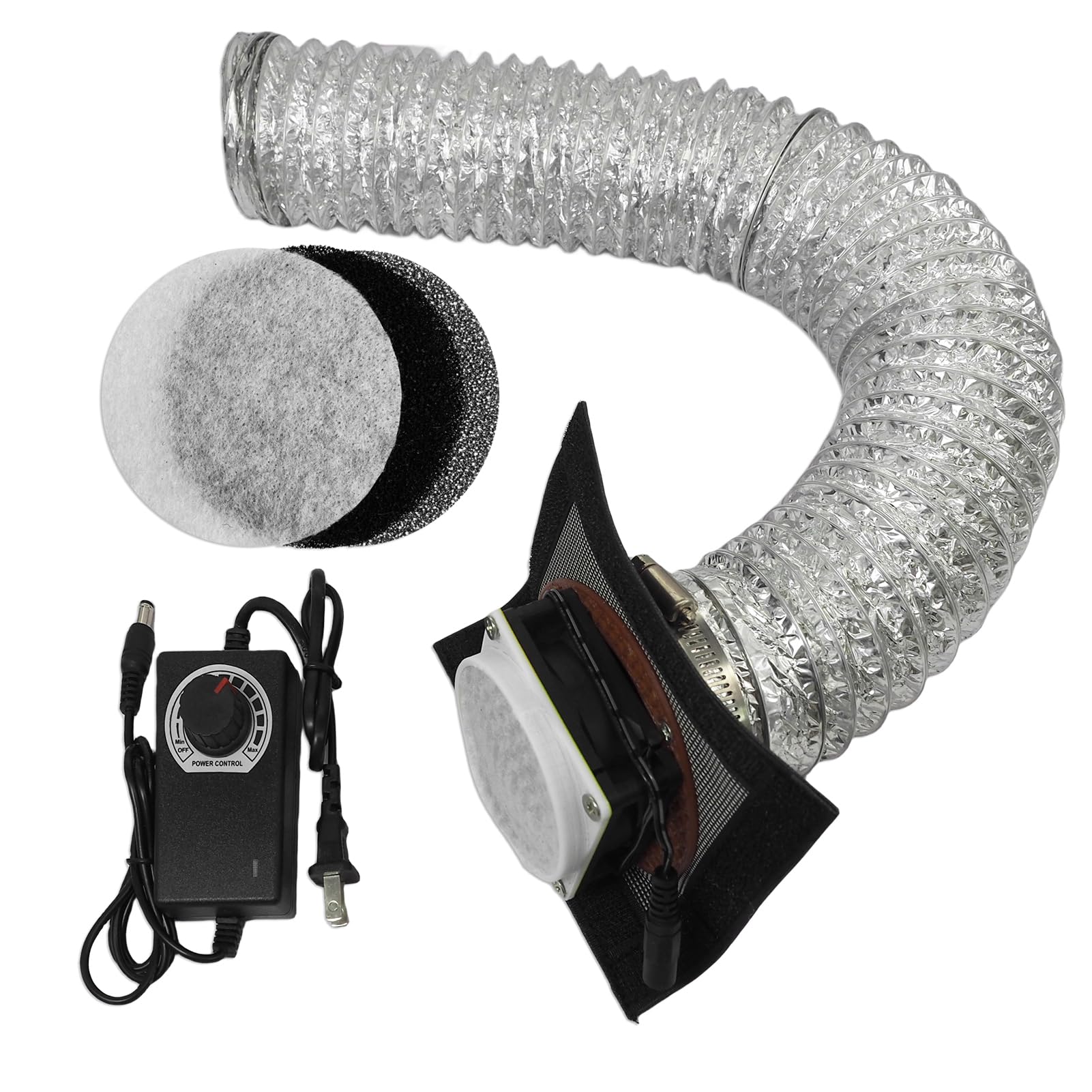 HOCENWAY Upgrade 3-Layers Filter System Smoke Exhaust Kit with 5000RPM Fan and Speed Control Power Adapter for All Laser Engrave