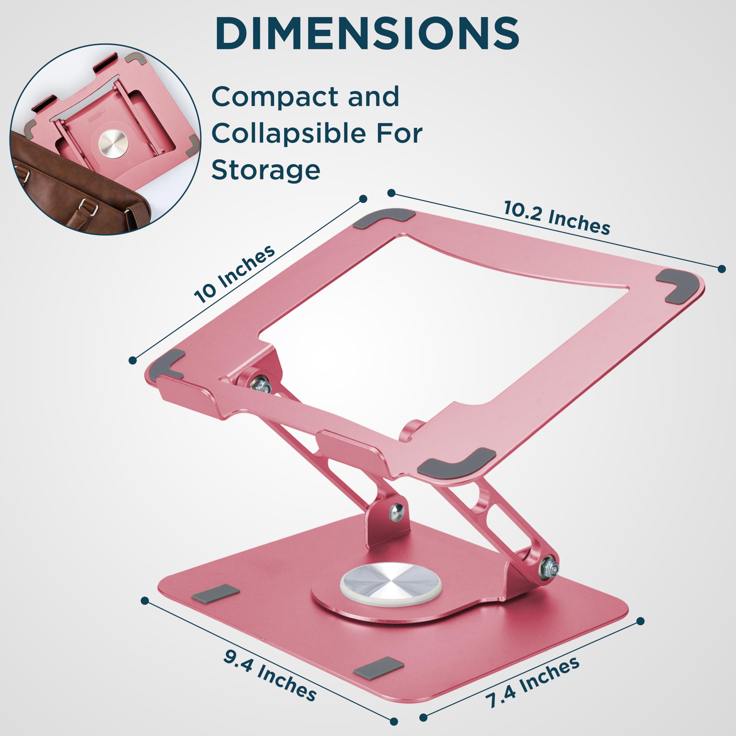 Uncaged Ergonomics Swivel Laptop Stand For Desk, Adjustable Computer Ipad Stand For Desk W/ 360 Rotation, Portable Laptop Holder