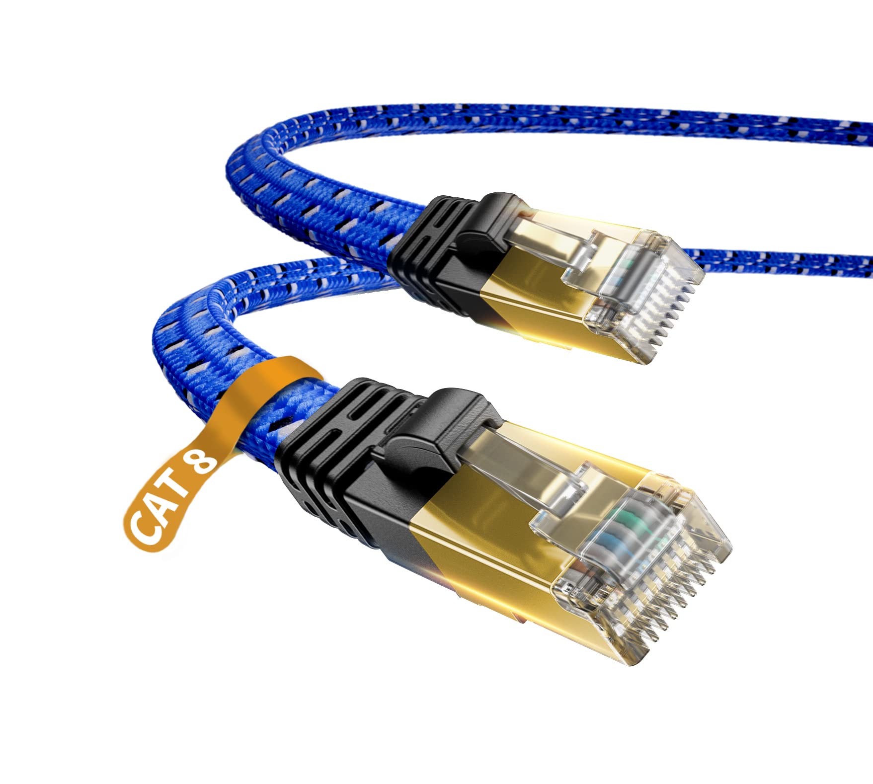 DanYee Cat 8 Ethernet Cable, Nylon Braided 50ft CAT8 High Speed Professional Gold Plated Plug STP Wires CAT 8 RJ45 Ethernet Cabl