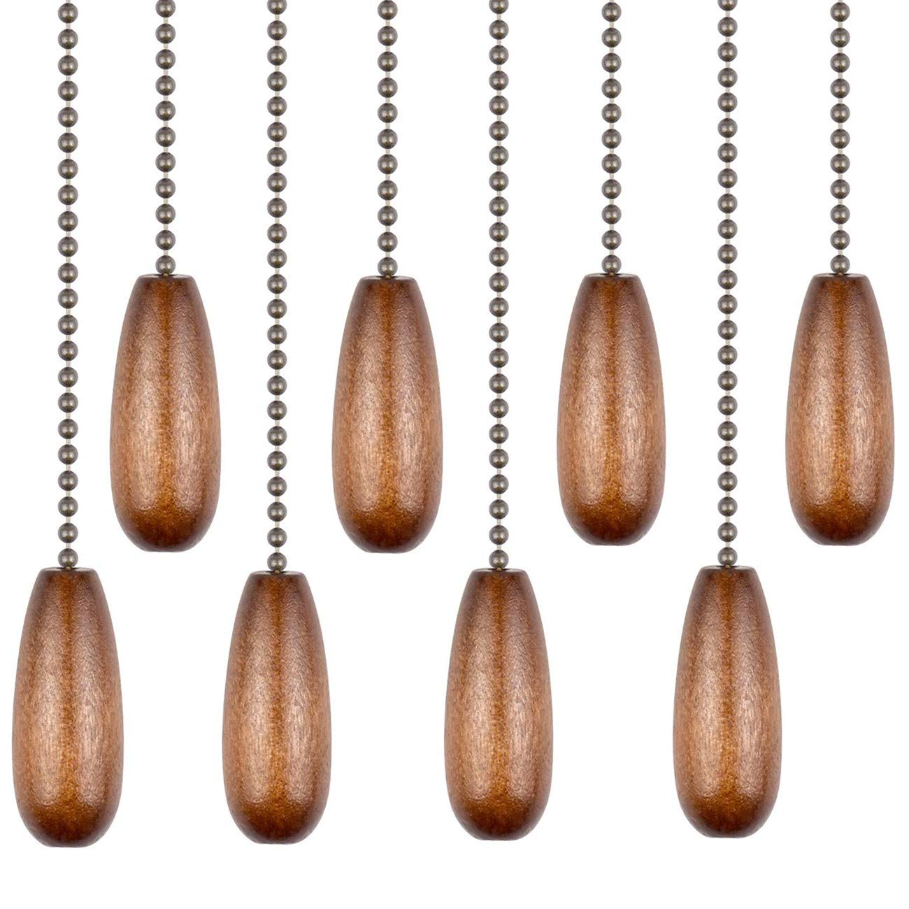 Ceiling Fan Chain Pulls Walnut Wooden Pull Chain Extension for Ceiling Light Fan Chain 8 Pack