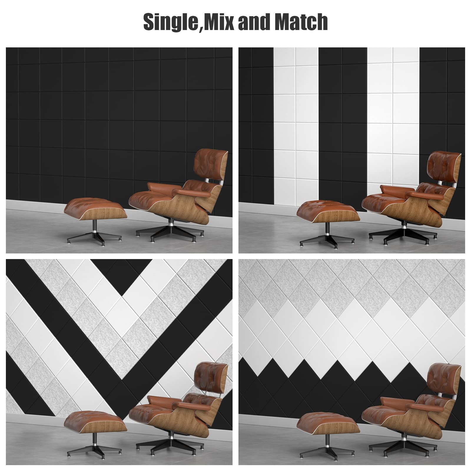 Sonicism 12 Pack Acoustic Wall Panels With Self Adhesive,12'' X 12'' X 0.4'' Sound Proof Foam Panels, Decorative Soundproof Wall