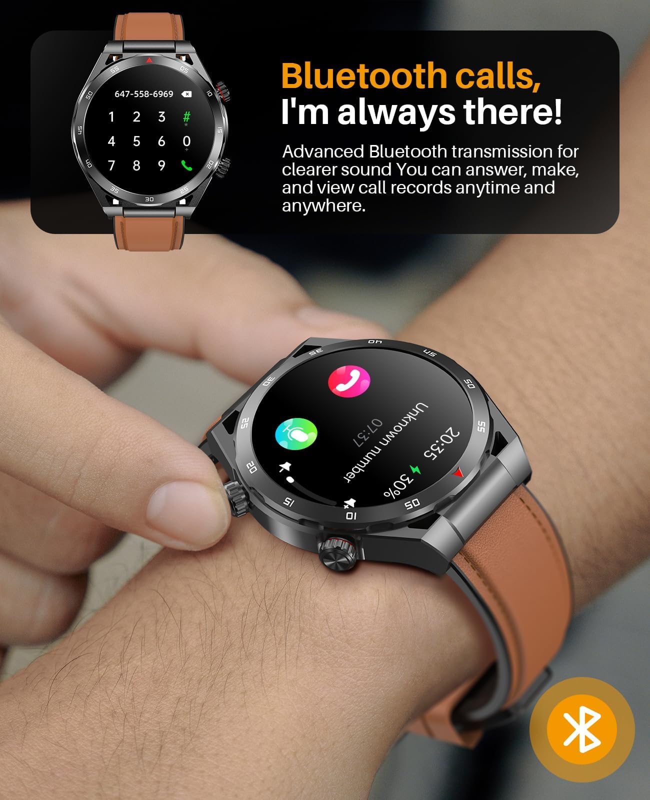 Smart Watch, Smart Watch With Bluetooth Call, Fitness Watch With/Hr/Sleep, 1.39 '' Smartwatch For Men Women, Ip67 Waterproof For