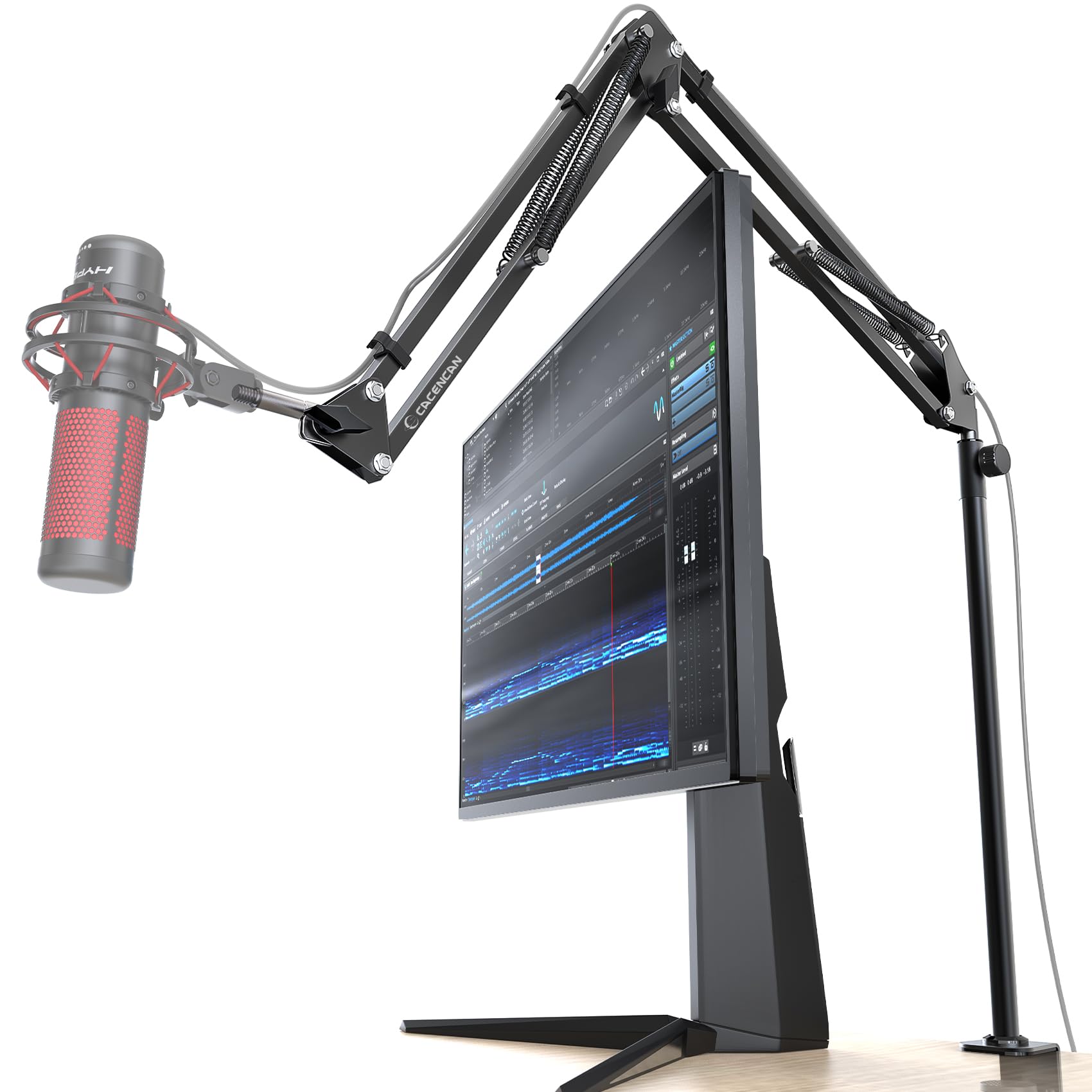 Cacencan Boom Arm, 360 Rotatable Microphone Stand With Desk Mount, Foldable Desk Mic Arm With 3/8'' To 5/8'' Screw Adapter, Micr