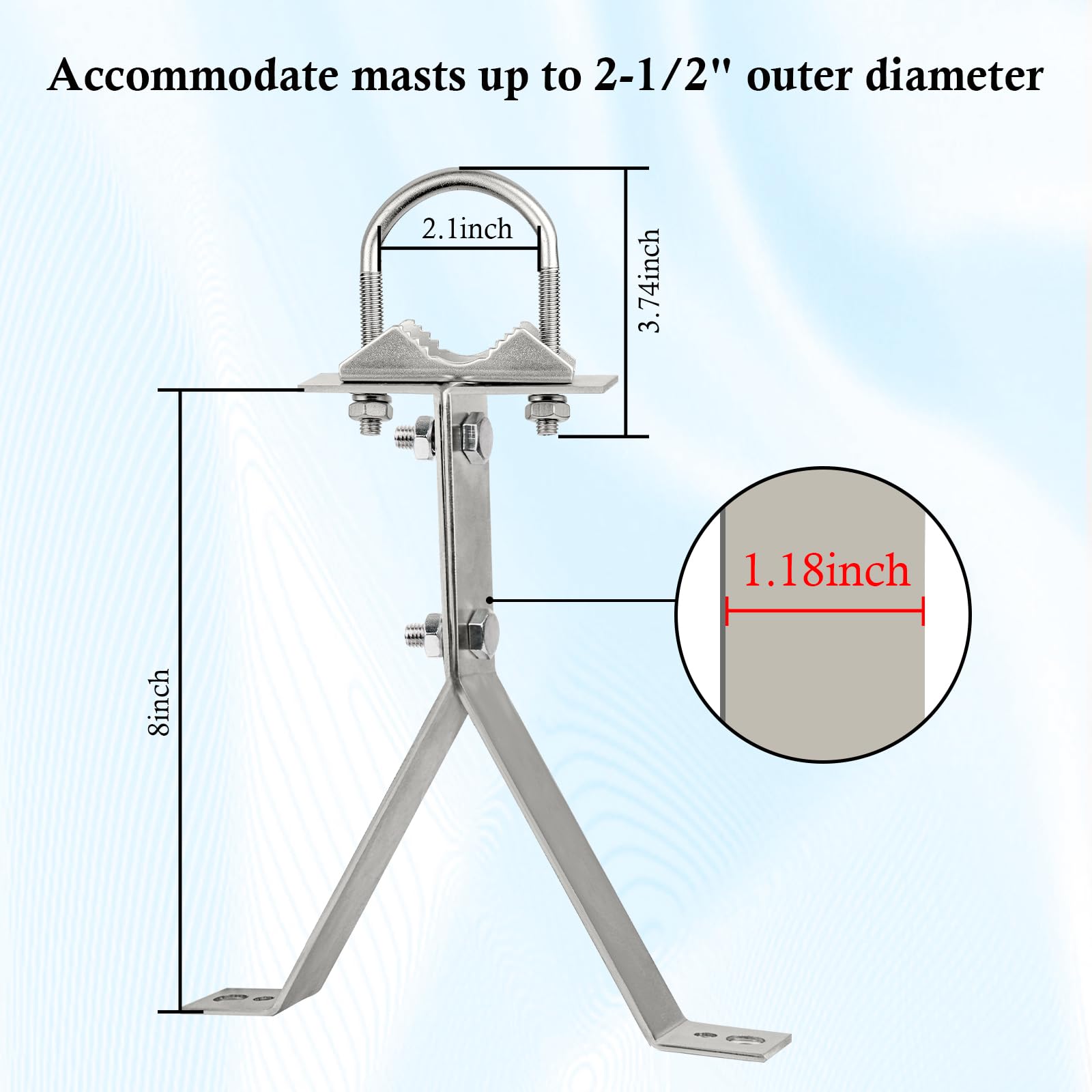 Xrds Rf Antenna Wall Mount 8 Inch Heavy Duty Stand Off Wall Mast Mount Windproof Antenna Mounting Bracket For Tv Antenna Mast ( 3 Leg + 2 Leg)