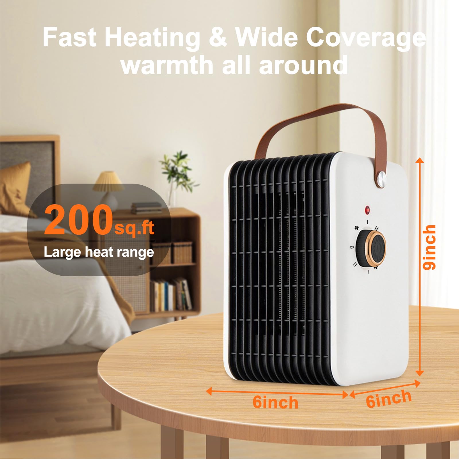 1500W Space Heater For Indoor Use Ptc Portable Electric Heater Fast Heating Room Small Heater Heating And Fan Modes 110V Plug In