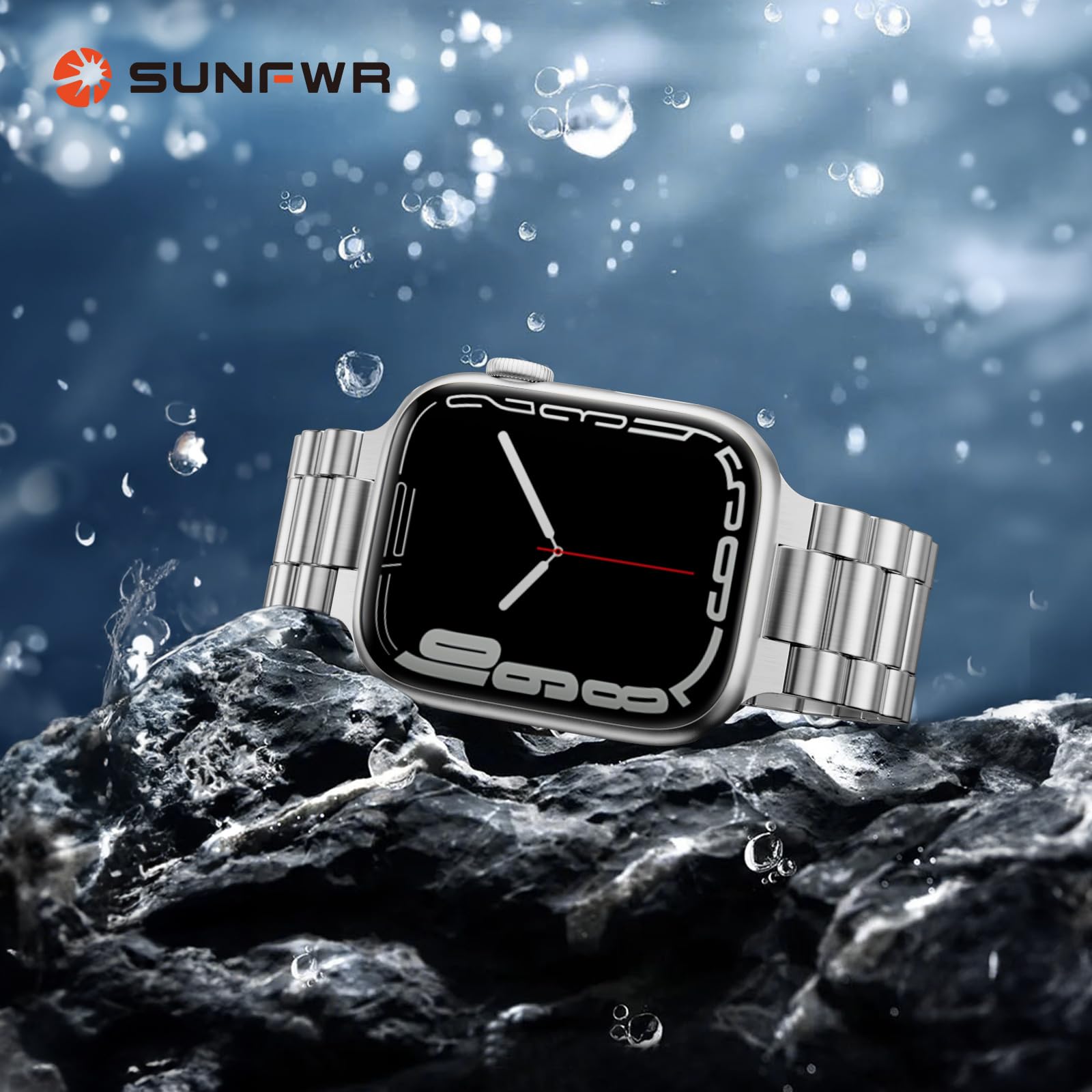 Sunfwr Compatible With Apple Watch Band 49Mm For Men Women, Stainless Steel Metal Iwatch Band With Case For Apple Watch Ultra/Ul