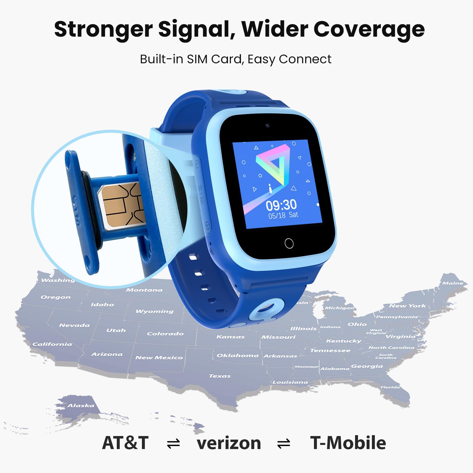 Eiotmart 4G Smart Watch For Kids, Kids Watch With Sim Card, Includes 30-Day Free Unlimited Plan | Call, Chat, Gps, Enhanced Pare