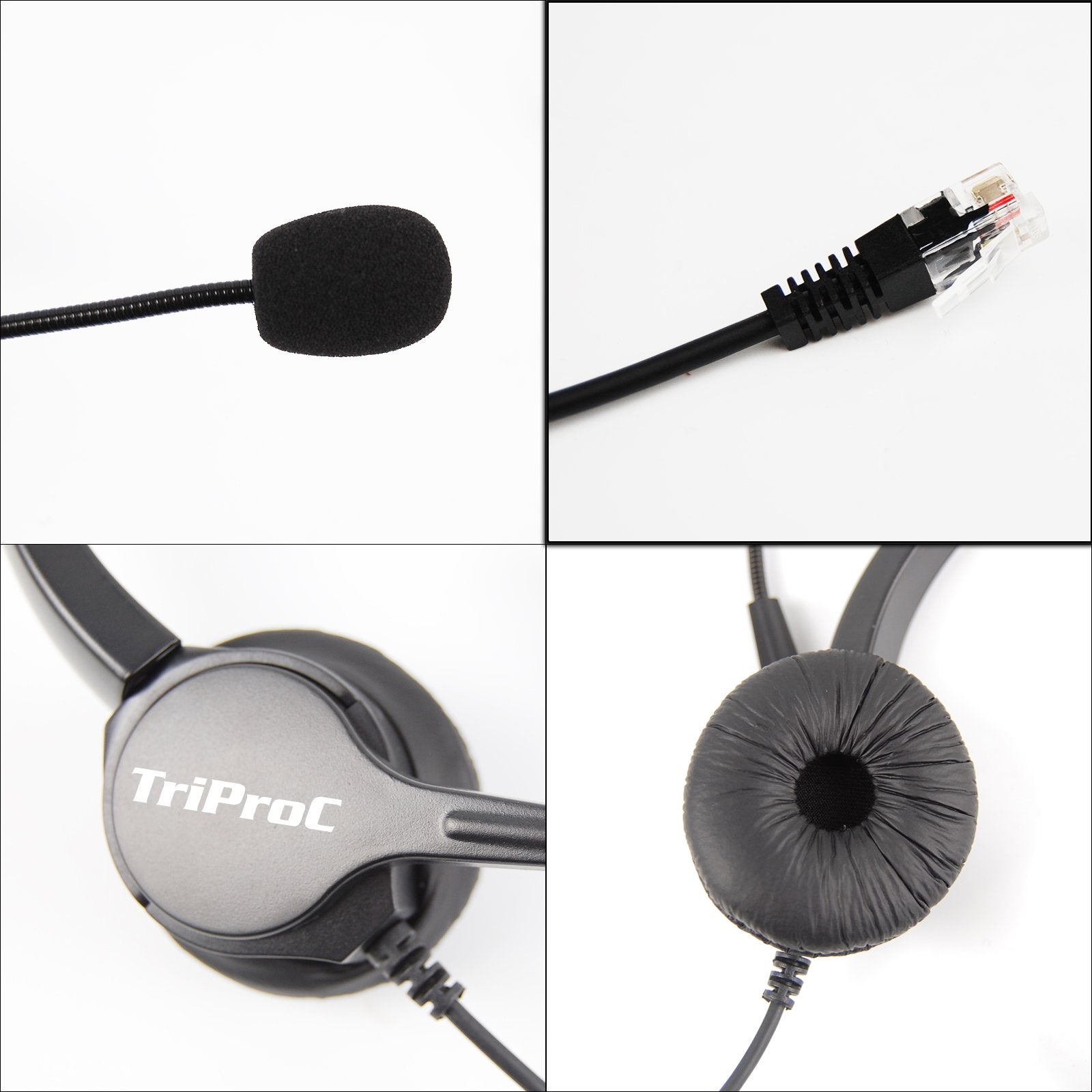 Tripro Binaural 4 Pin Rj9 Telephone Headset For Landline Phones