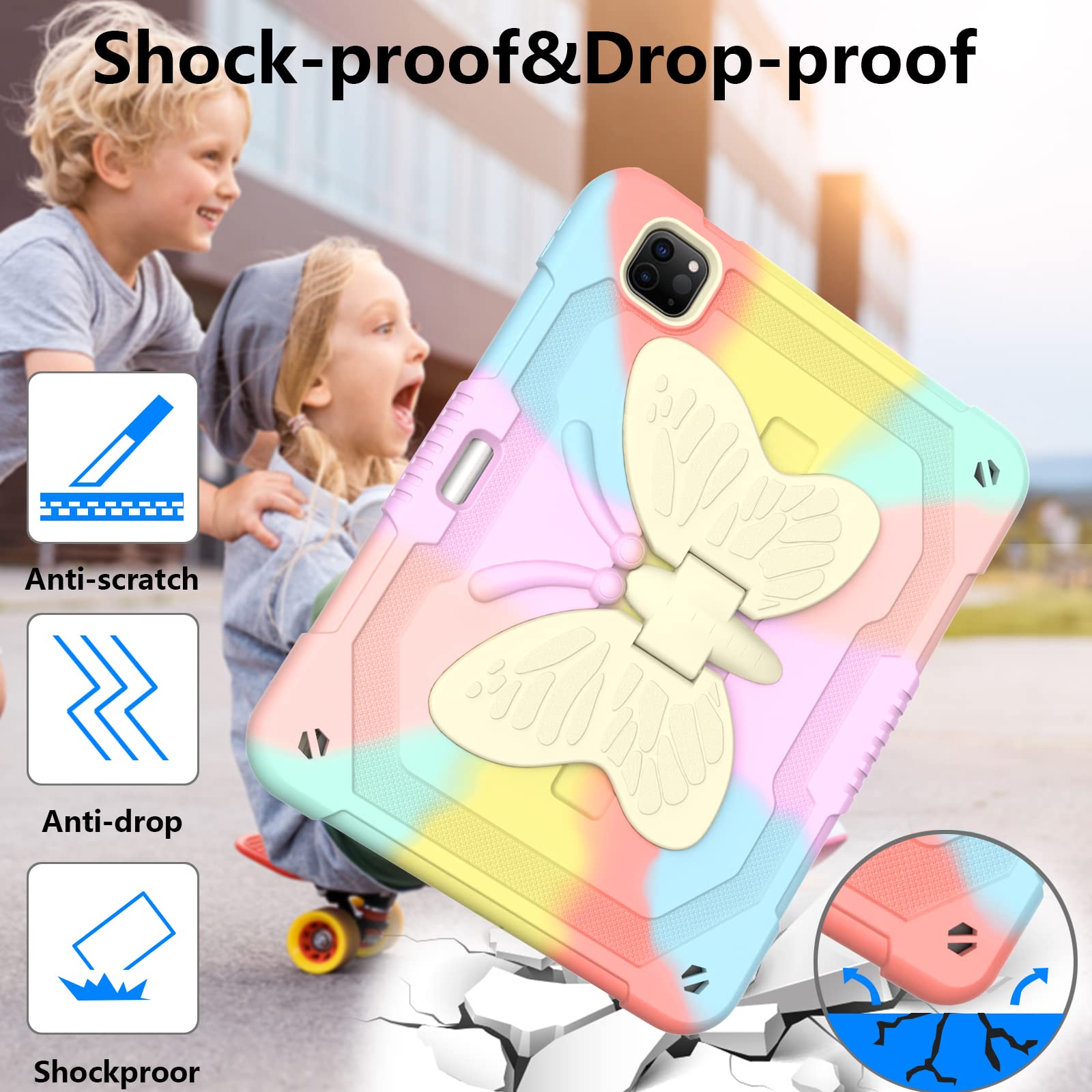 Hogenl For Ipad Pro 11 Inch Case For Kids Girl With Pencil Holder,For Ipad Air 5Th/4Th Generation Case 10.9'' With Butterfly Sta