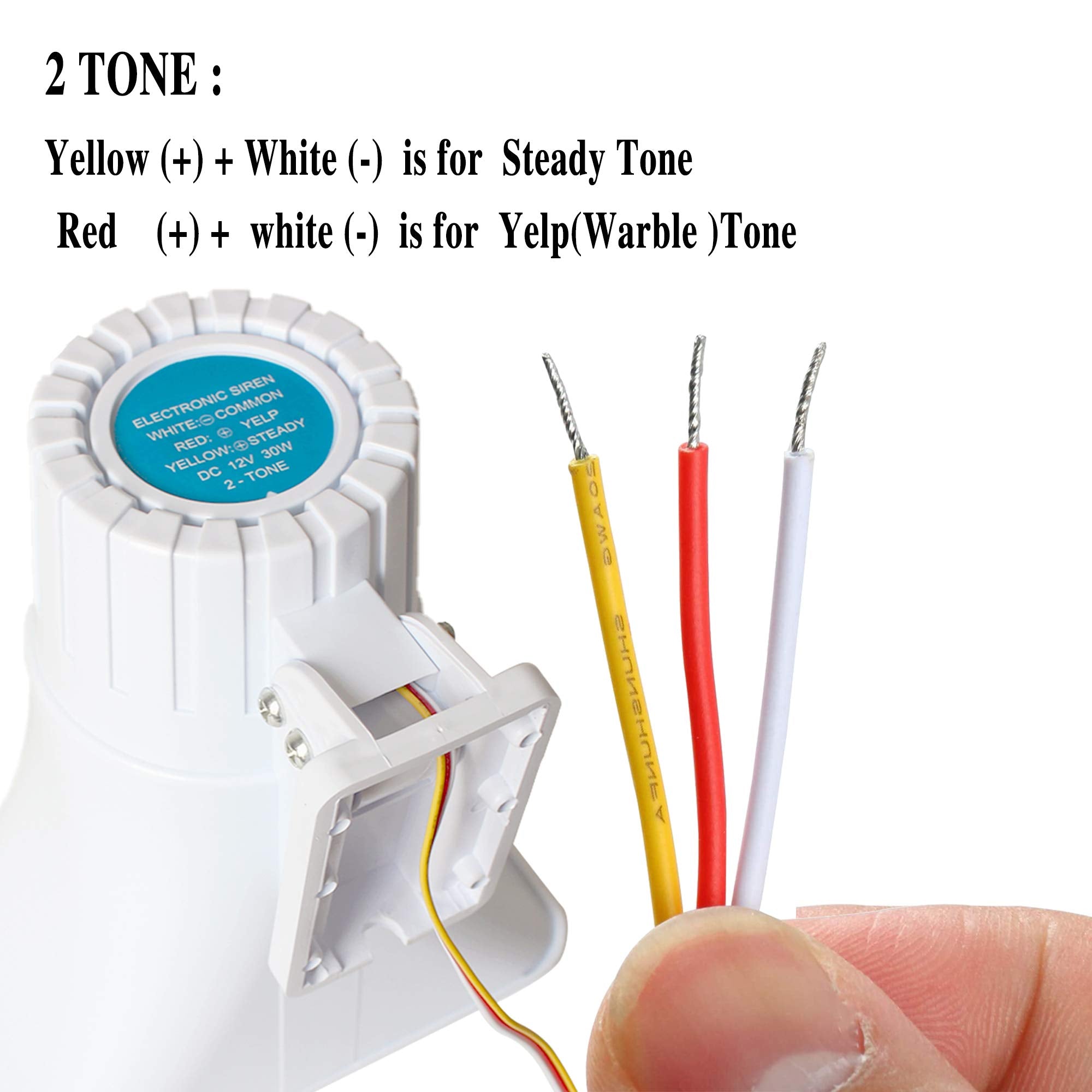 Kllsmdesign 30W Alarm Siren ,Dual Tone Outdoor Self Contained Electric Security Ring Siren With Bracket,6 12V Dc 1.1Ah 130Db 8 X 5.5 X 9 Inch For Car Home Doorbell Security Protection System,White