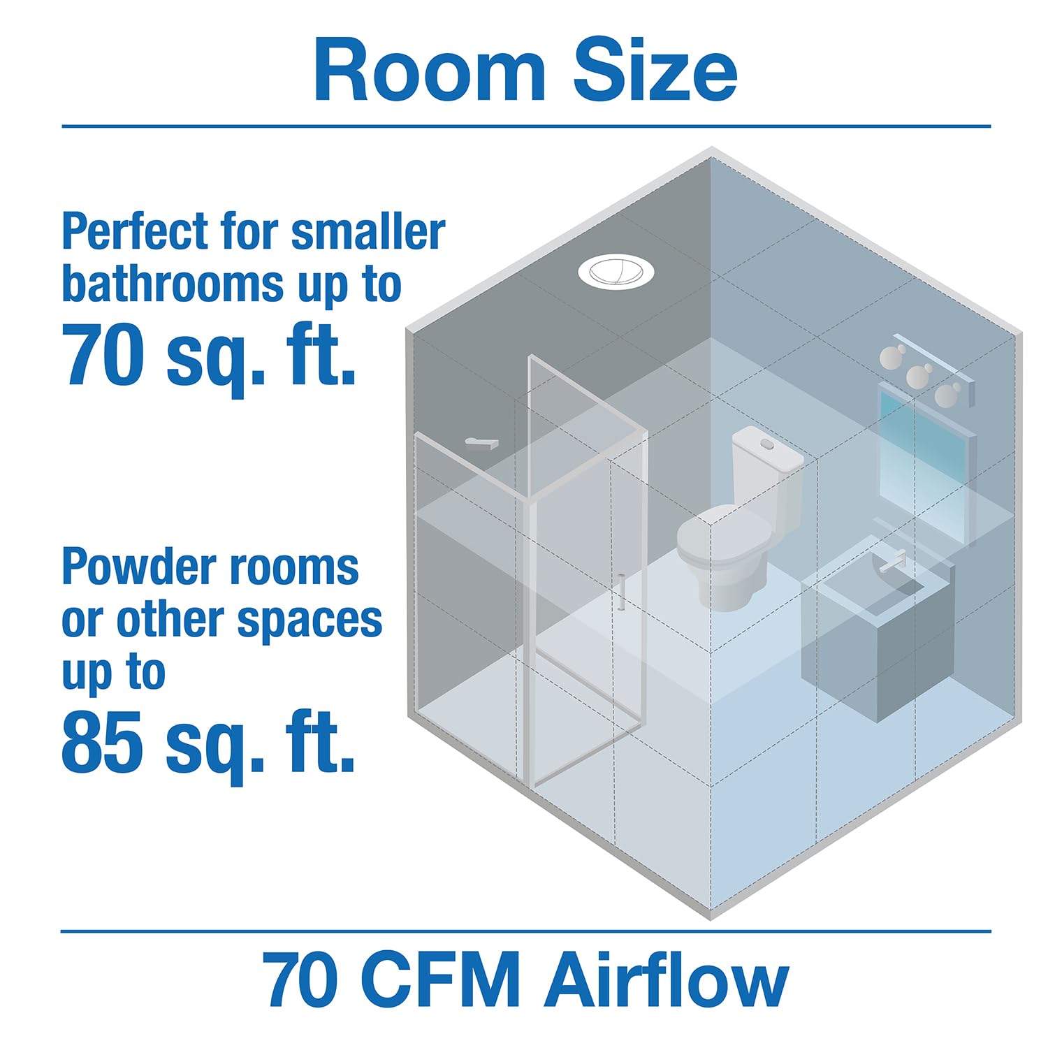 Air King Drlc703 Decorative Round Quiet Exhaust Bath Fan With Light, 70 Cfm, White Finish