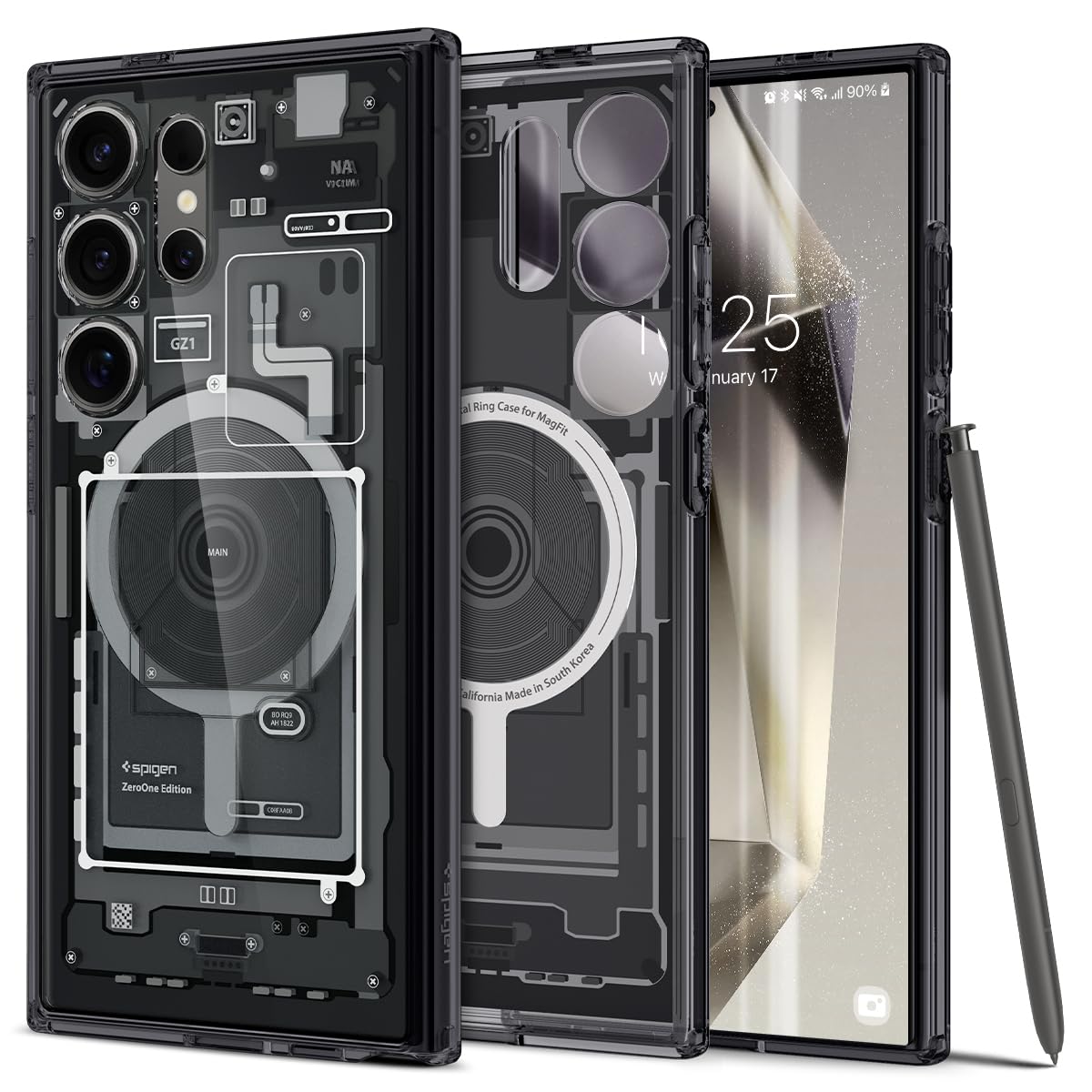 Spigen Ultra Hybrid Metal Ring MagFit Designed for Galaxy S24 Ultra Case (2024) [Military-Grade Protection] Compatible with MagS