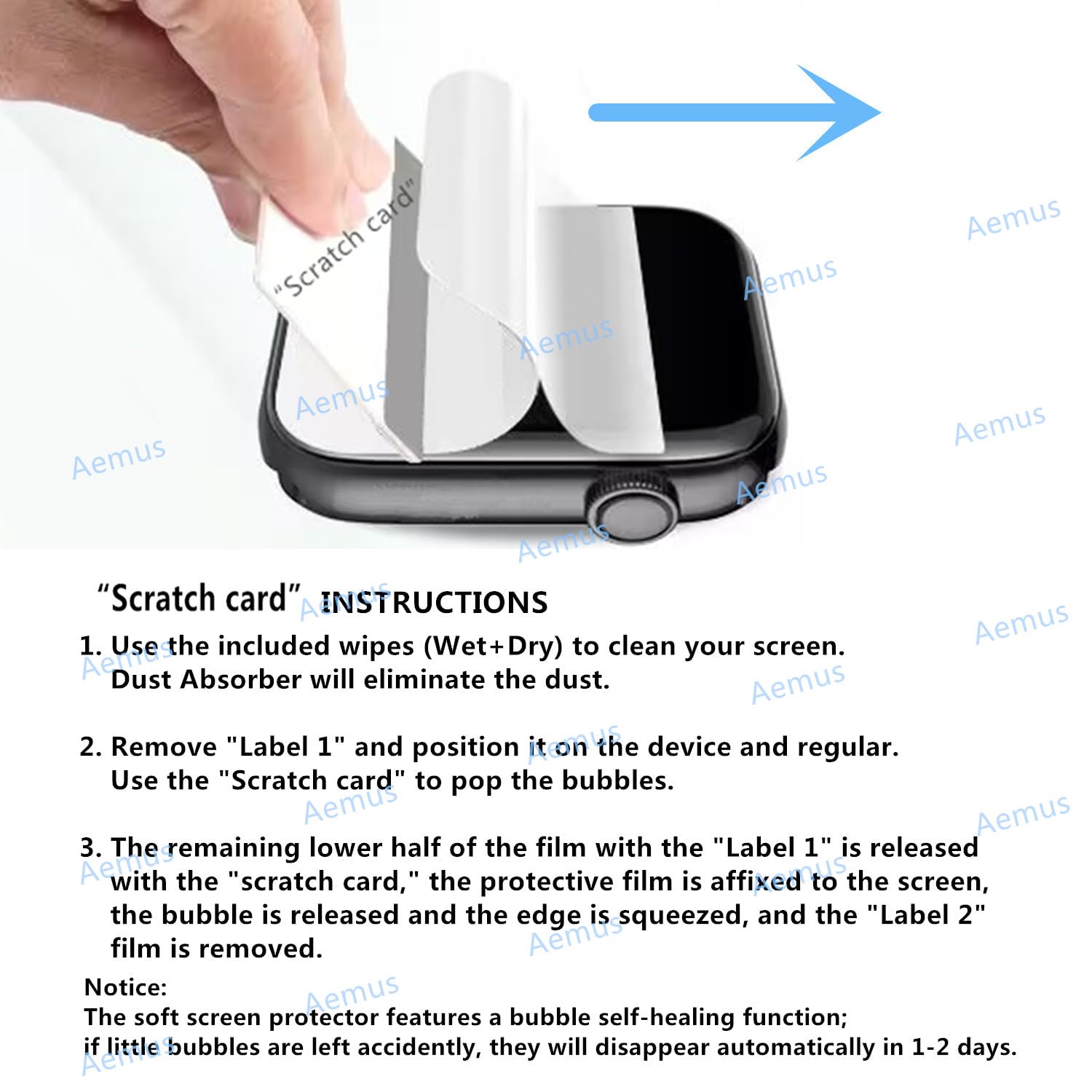 Aemus Screen Protector Compatible For Qonbink L70 Smart Watch 1.85'' (6 Pack) Clear Tpu Soft Film, Compatible For Jacoosa Fitnes