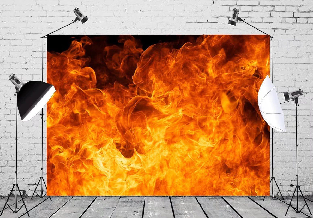 Beleco 7X5Ft Fabric Raging Fire Backdrop Flames Backdrop Buring Fire B ...