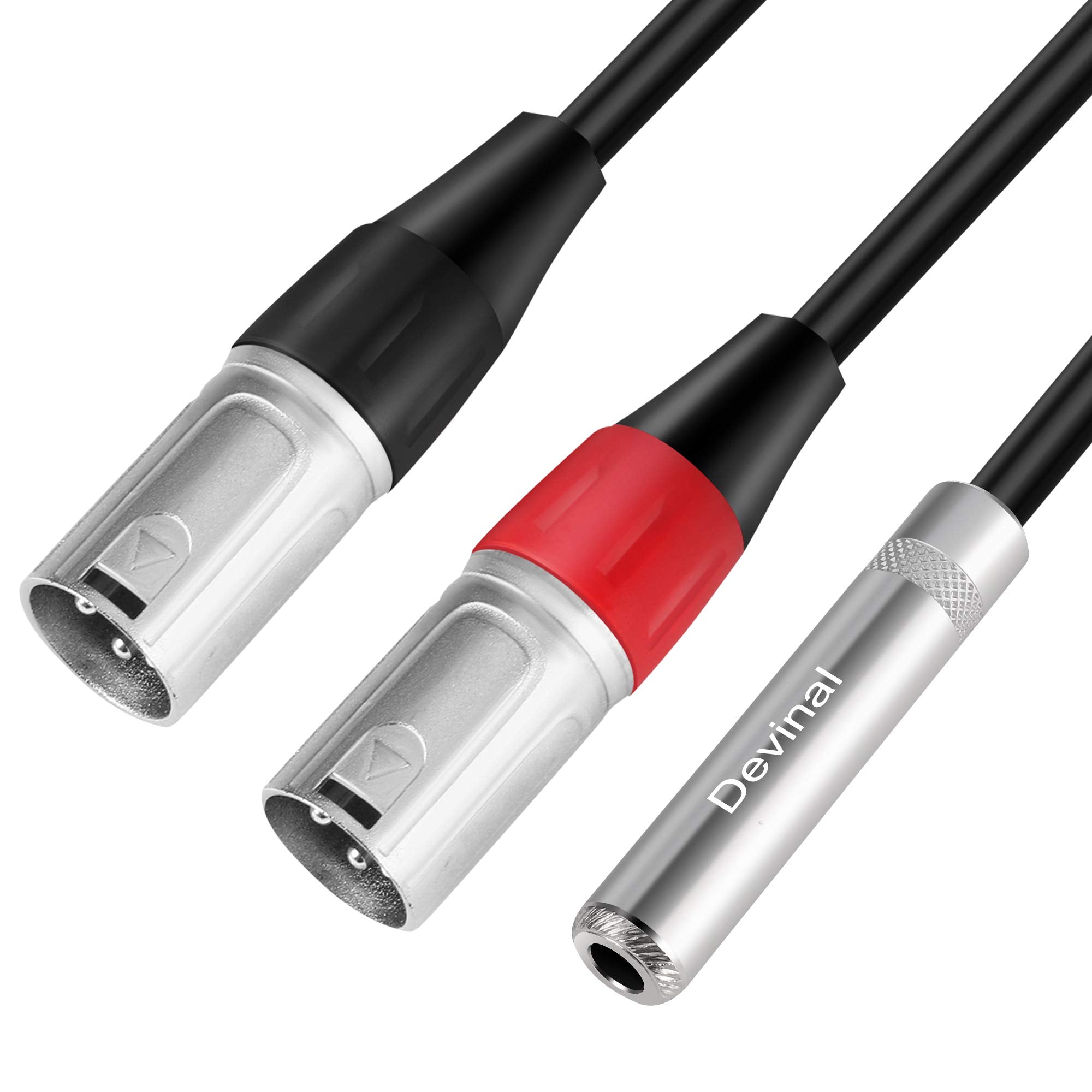 Devinal 1/4 Inch Female To Dual Xlr Breakout Cable, 6.35Mm Female Trs To 2 Xlr Male Audio Converter, Female Quarter Inch Socket