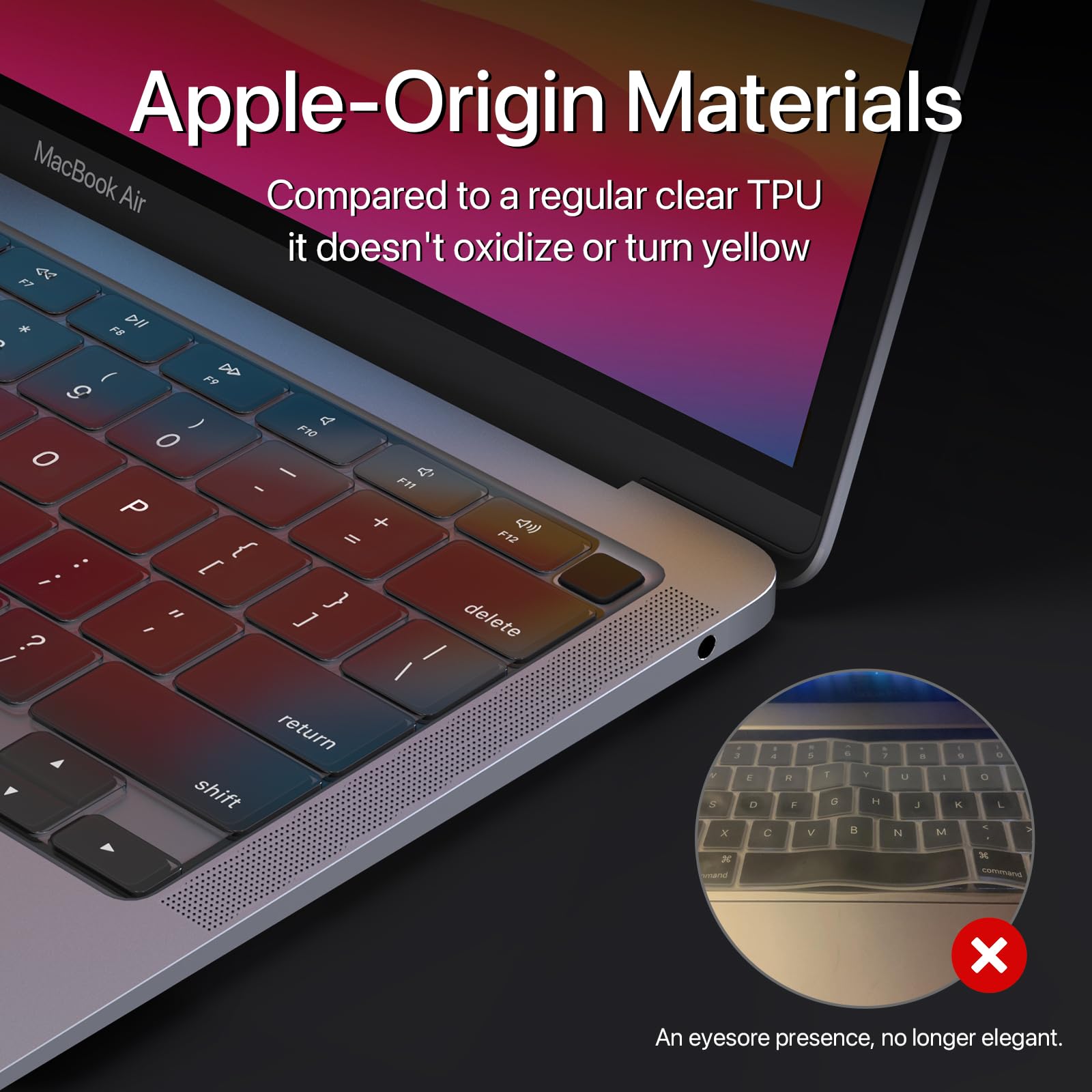 Soonjet Keyboard Cover Compatible With Macbook Air 13 Inch 2022 2021 2020 Release A2337 M1 A2179 Retina Display With Touch Id Ba