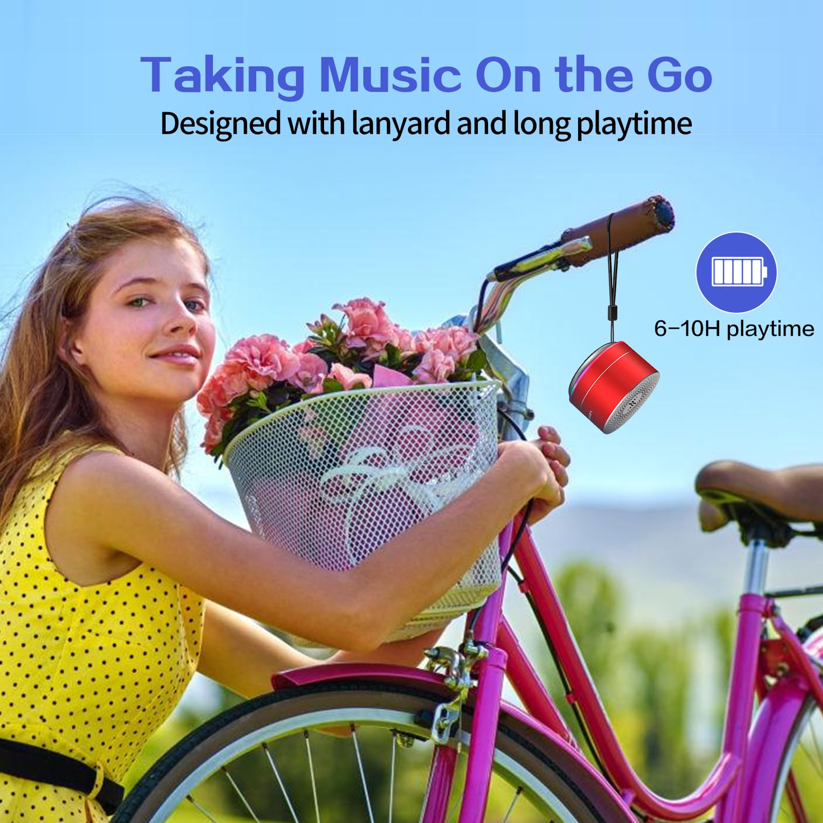 Lenrue A2 Portable Wireless Bluetooth Speaker With Lights And Lanyard,5W Mini Small Metal Speakers Bluetooth 5.0/Aux In For Iphone Android Home Outdoor,Gift For Women/Girls