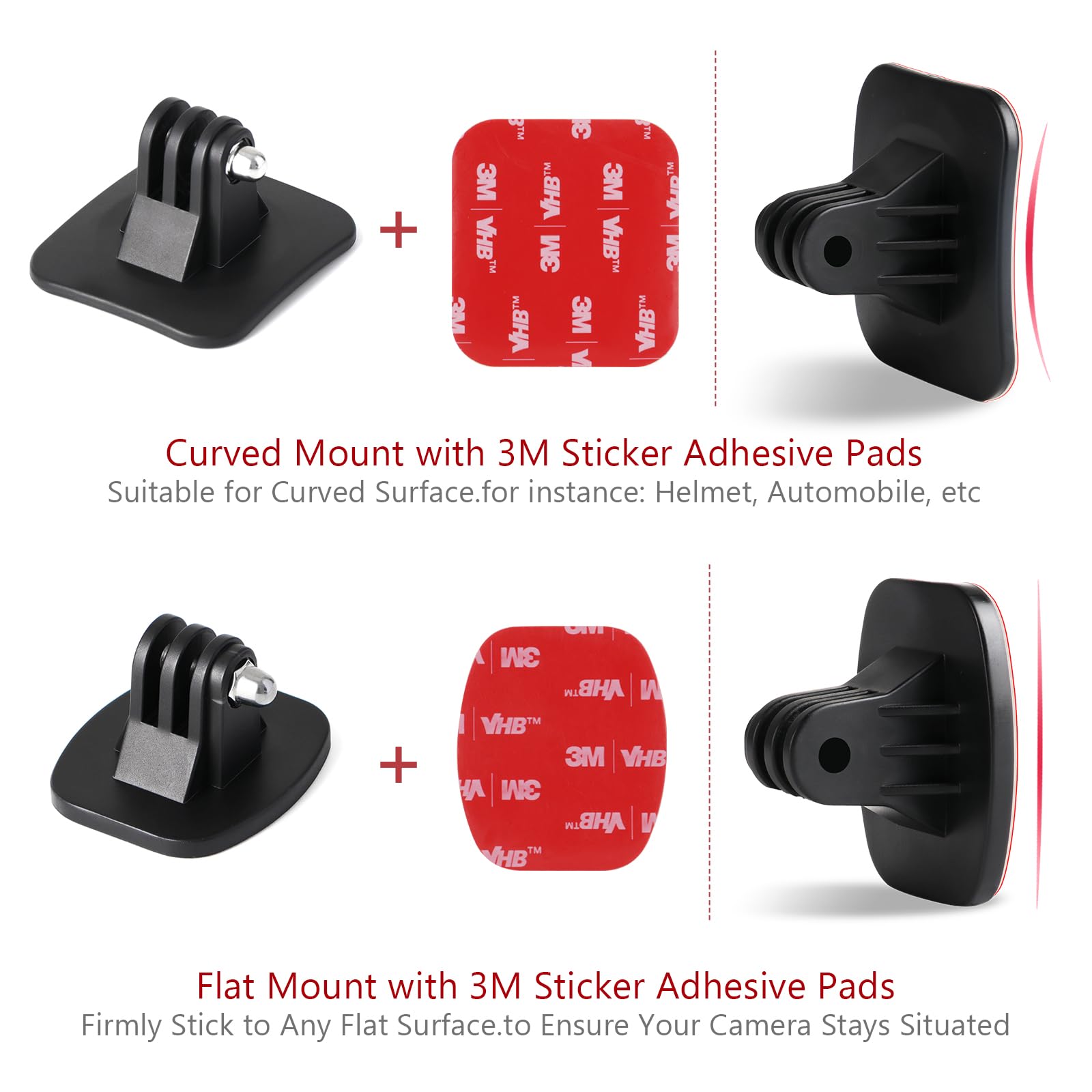 Hsu Adhesive Mounts Helmet Adhesive Sticky Mounts Flat & Curved 3M Mount For All Gopro Cameras And Other Action Cameras