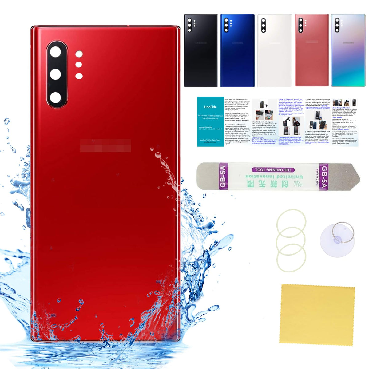 Uoofide Compatible For Samsung Galaxy Note 10+ Back Glass Cover Case Replacement 6.8 Inches Sm N975U All Carriers With Installat