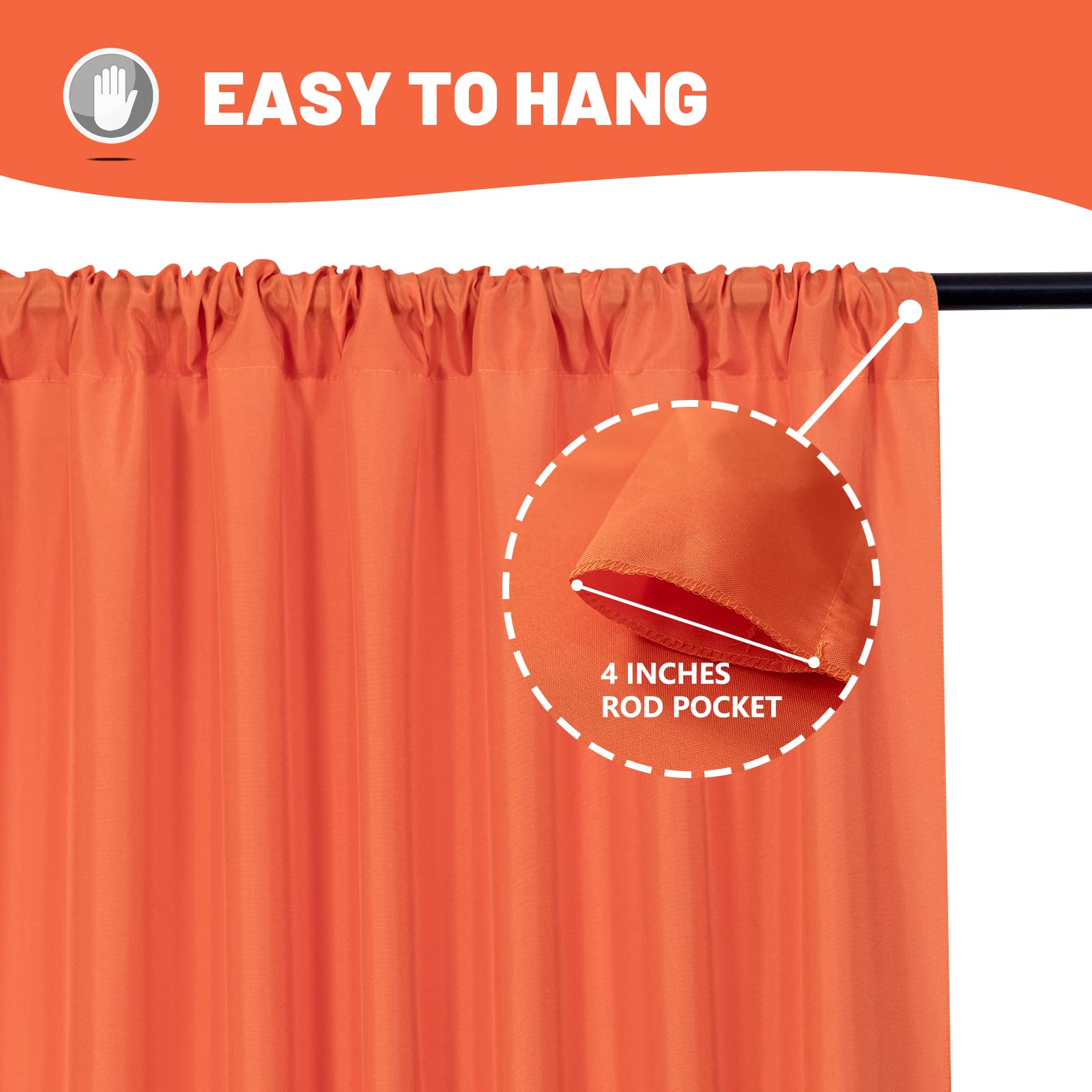 MYSKY HOME 10ft x 10ft Orange Backdrop Curtains, Light Filtering Polyester, 2 Panels for Parties & Weddings