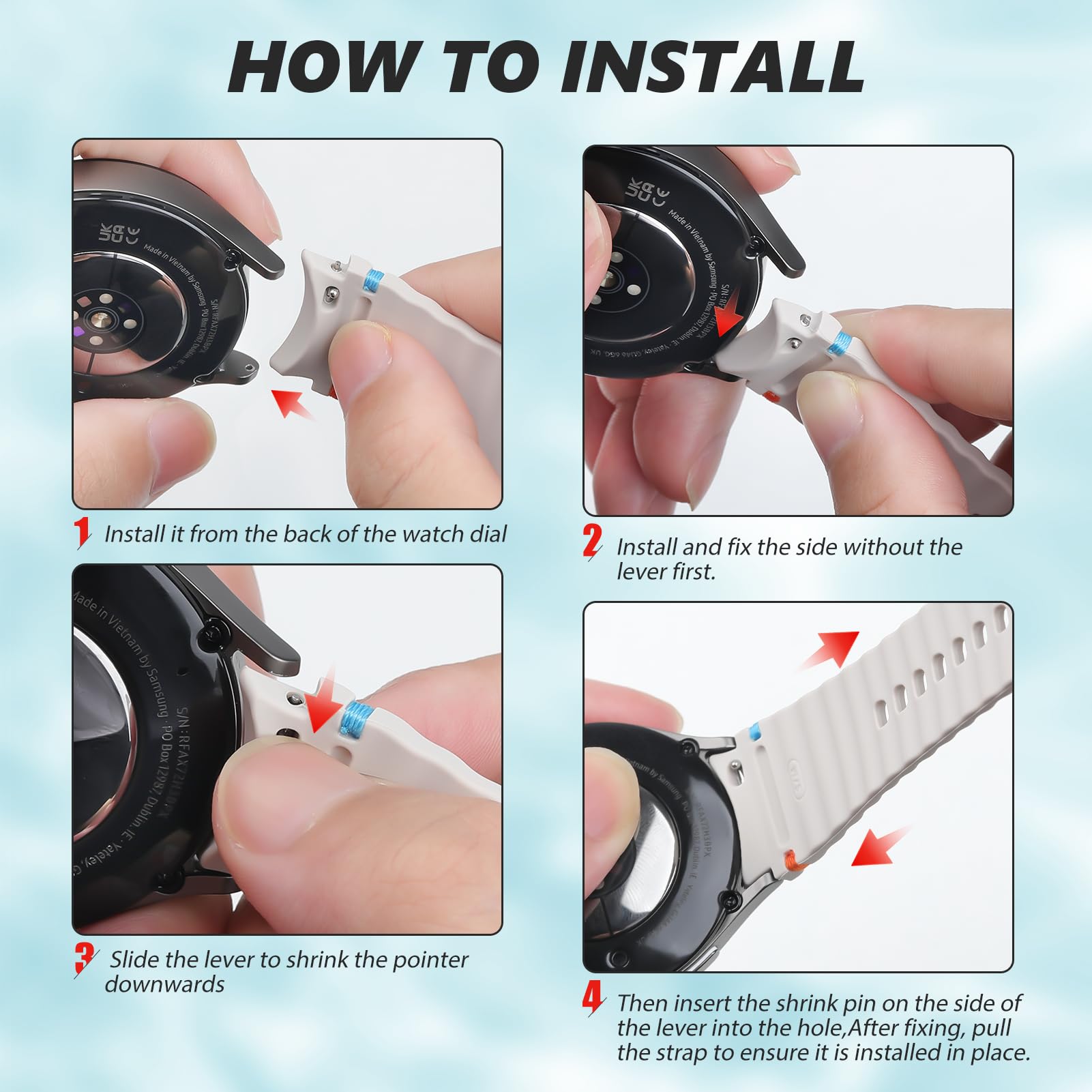 EIHAIHIS Sport Band for Samsung Galaxy Watch 7/6/5/4, 40mm/44mm, Soft Silicone, No Gap, Orange, Compatible with Women & Men