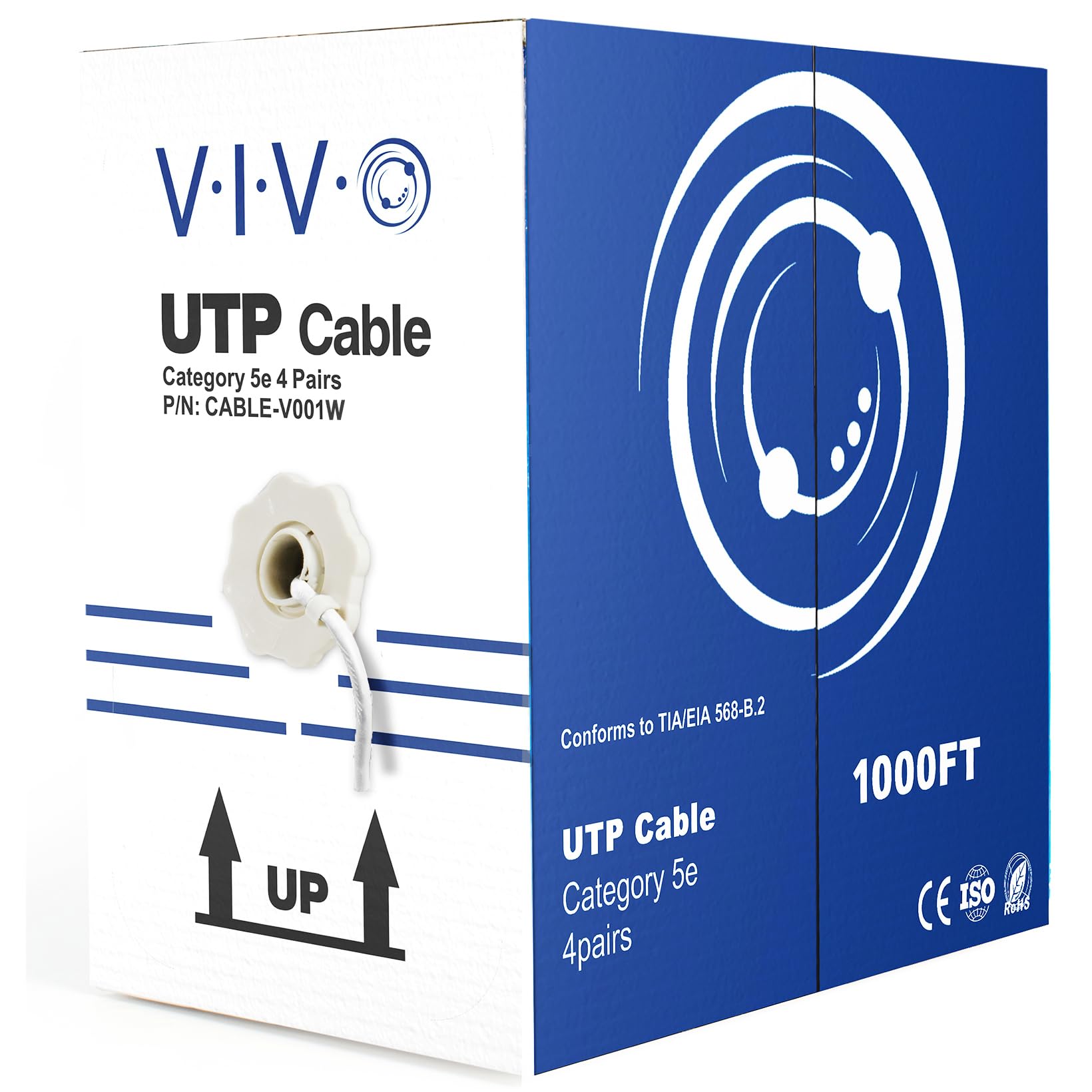 VIVO 1,000ft Bulk Cat5e Wire, CCA Ethernet Cable, 24 AWG, UTP Pull Box, LAN Network, White, CABLE V001W