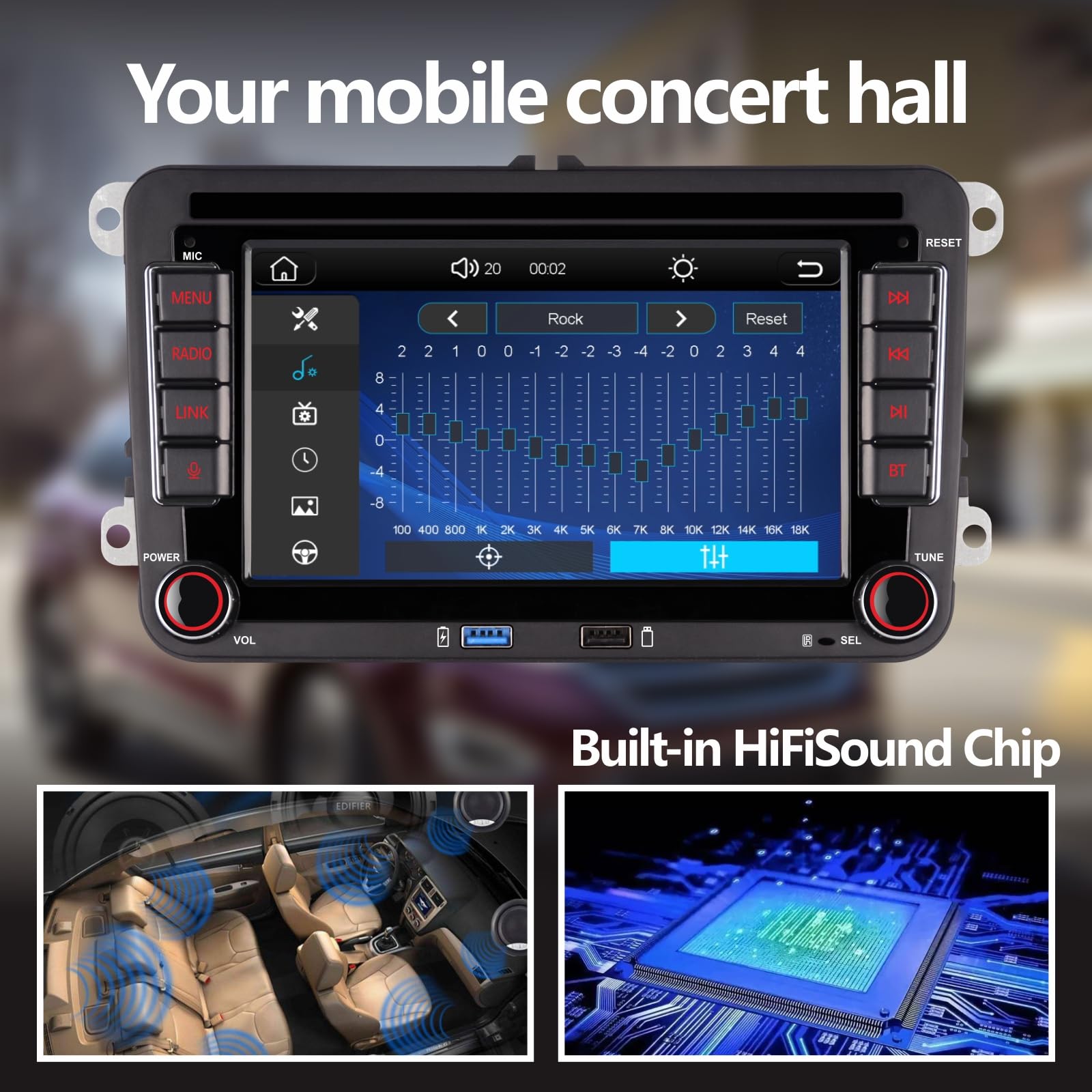 Double Din Car Stereo Compatible With Wireless Carplay Android Auto With 7 Inch Bluetooth/Fm/Am Radio/Usb/High Power Car Radio F