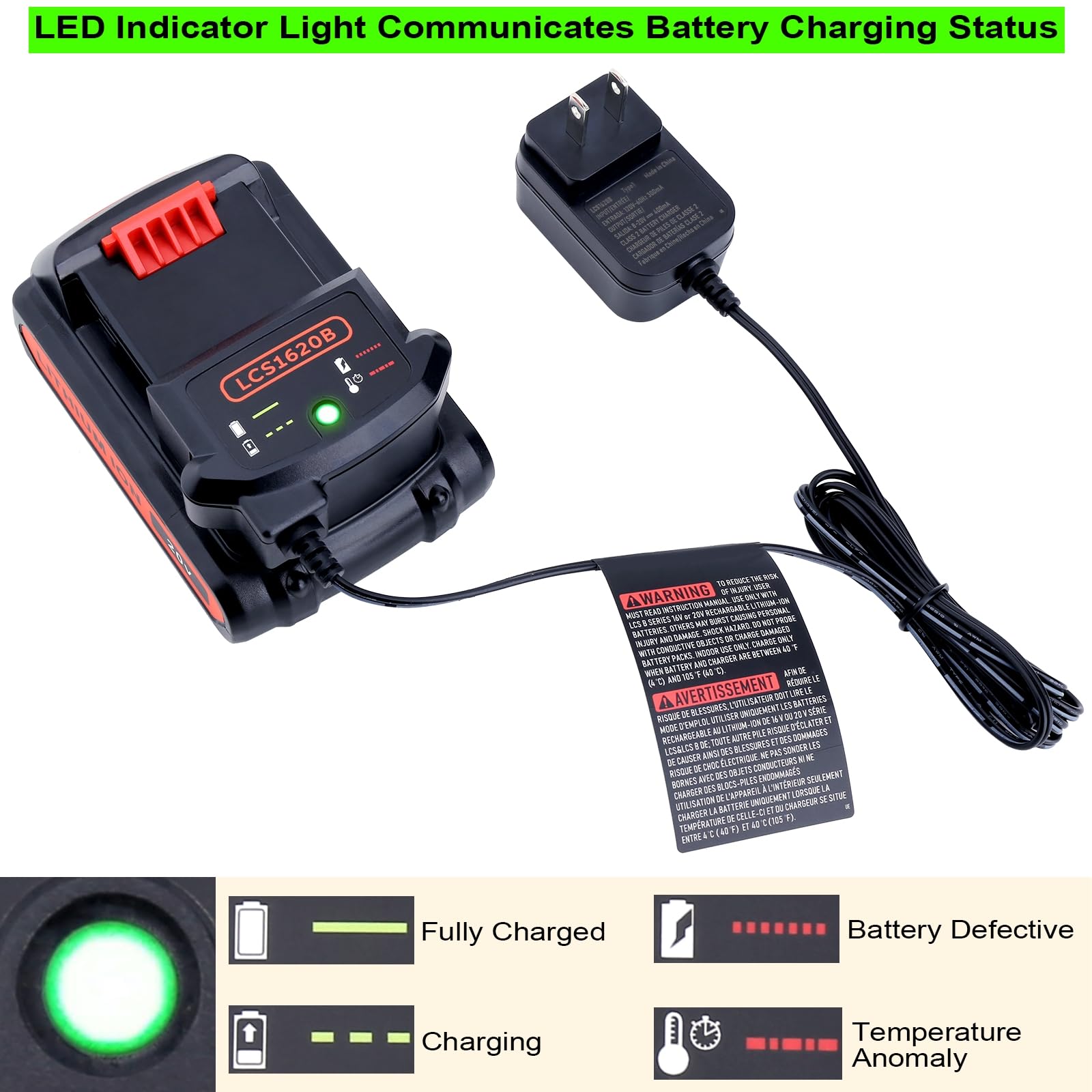 Elefly Lcs1620B 20V Lithium Battery Charger Compatible With Black & Decker 20V Lithium Battery Lbxr20 Lb2X4020 Lbxr2020 Ope Lbxr