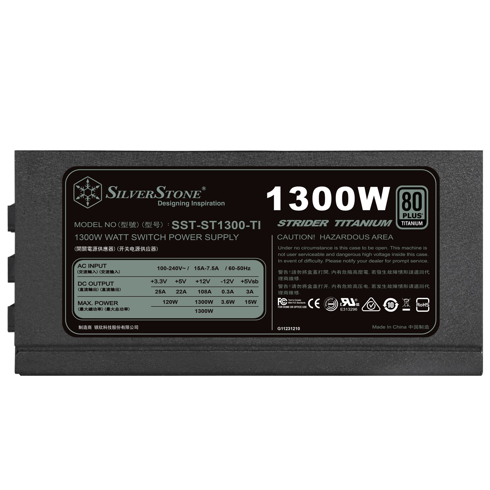 Silverstone Technology St1300 Ti, 80 Plus Titanium 1300W Fully Modular Atx/Ps2 Power Supply, Sst St1300 Ti X
