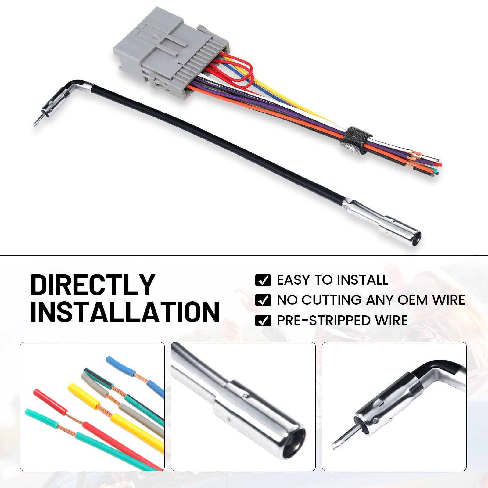 Red Wolf Compatible With Gm Chevy Gmc Buick 1998 2008 & Gm 10 Antenna Adapter Plug Aftermarket Stereo Radio Wiring Harness