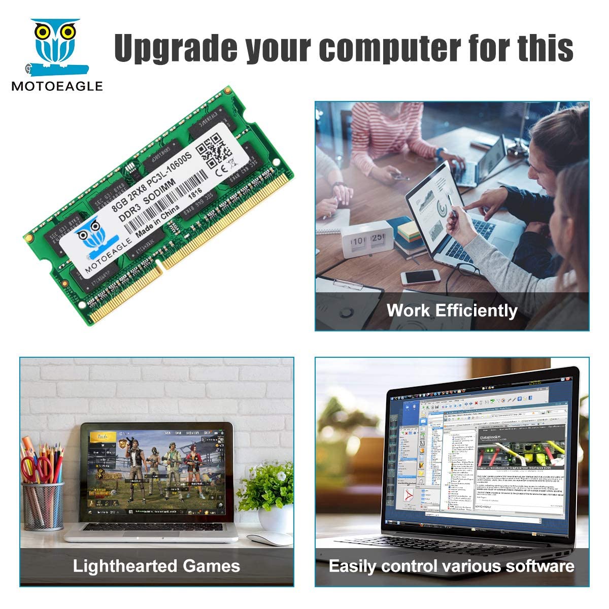 Motoeagle 8Gb Ddr3 Ddr3L 1333 Mhz 2Rx8 Pc3 Pc3L 10600 10600S Ram 204 Pin Sodimm 1.35V Laptop Memory