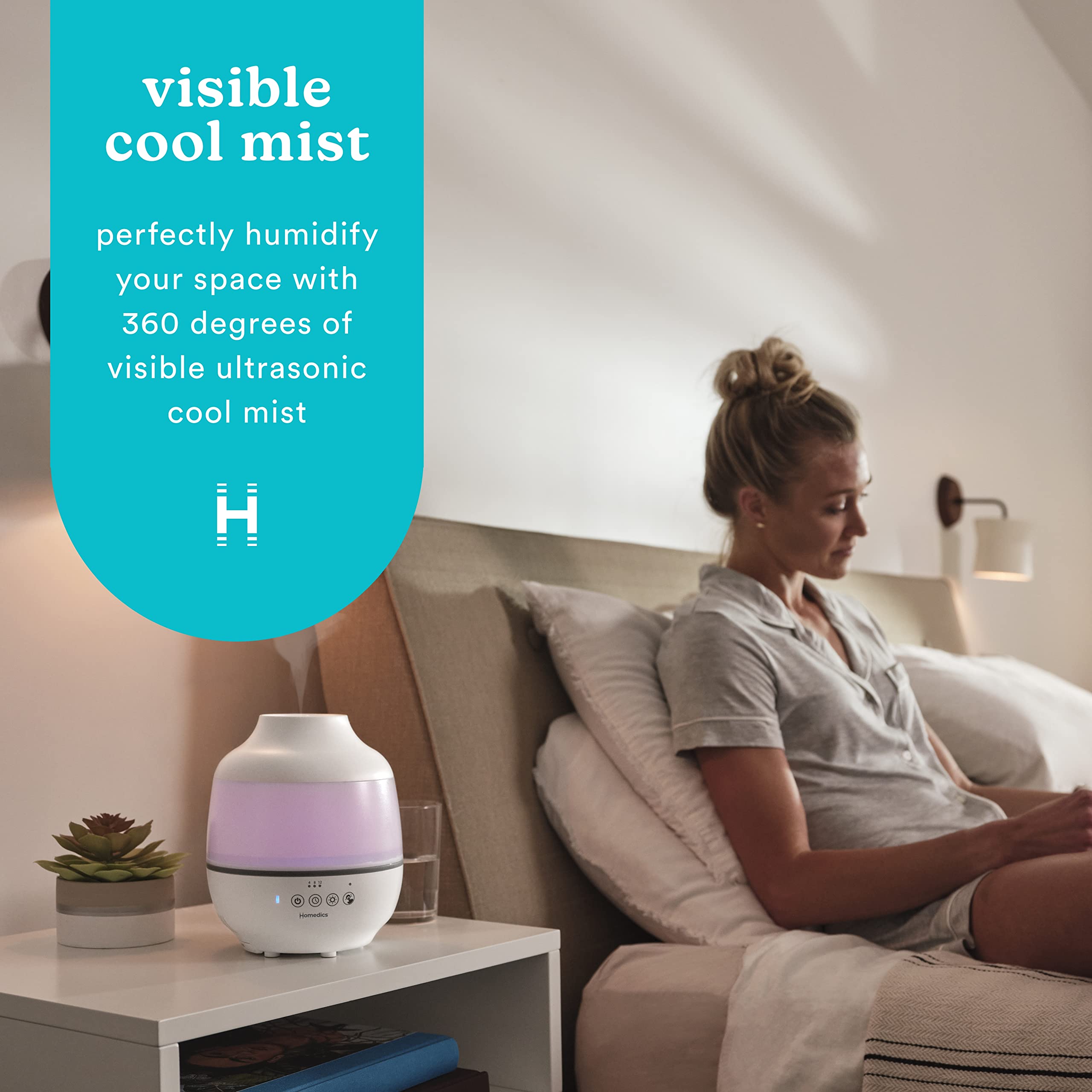Homedics Totalcomfort Humidifier   Large Air Humidifiers For Bedroom, Plants, Office   Cool Mist, Essential Oil Pads And Built I