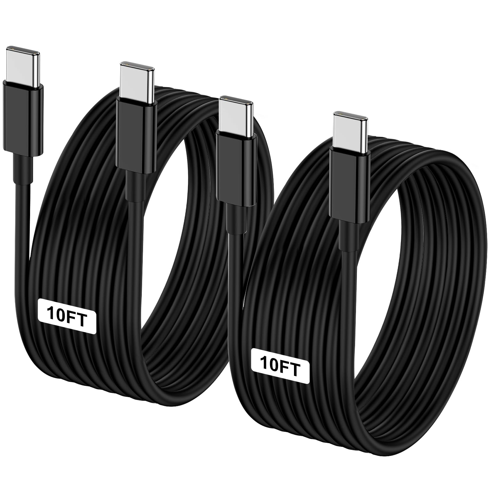 Lofpye 2 Pack Black 10Ft 60W Usb C To Usb C Cable, Type C To Type C Cable,Fast Charging Cable For Iphone 15/15Plus/15 Pro/15Pro 