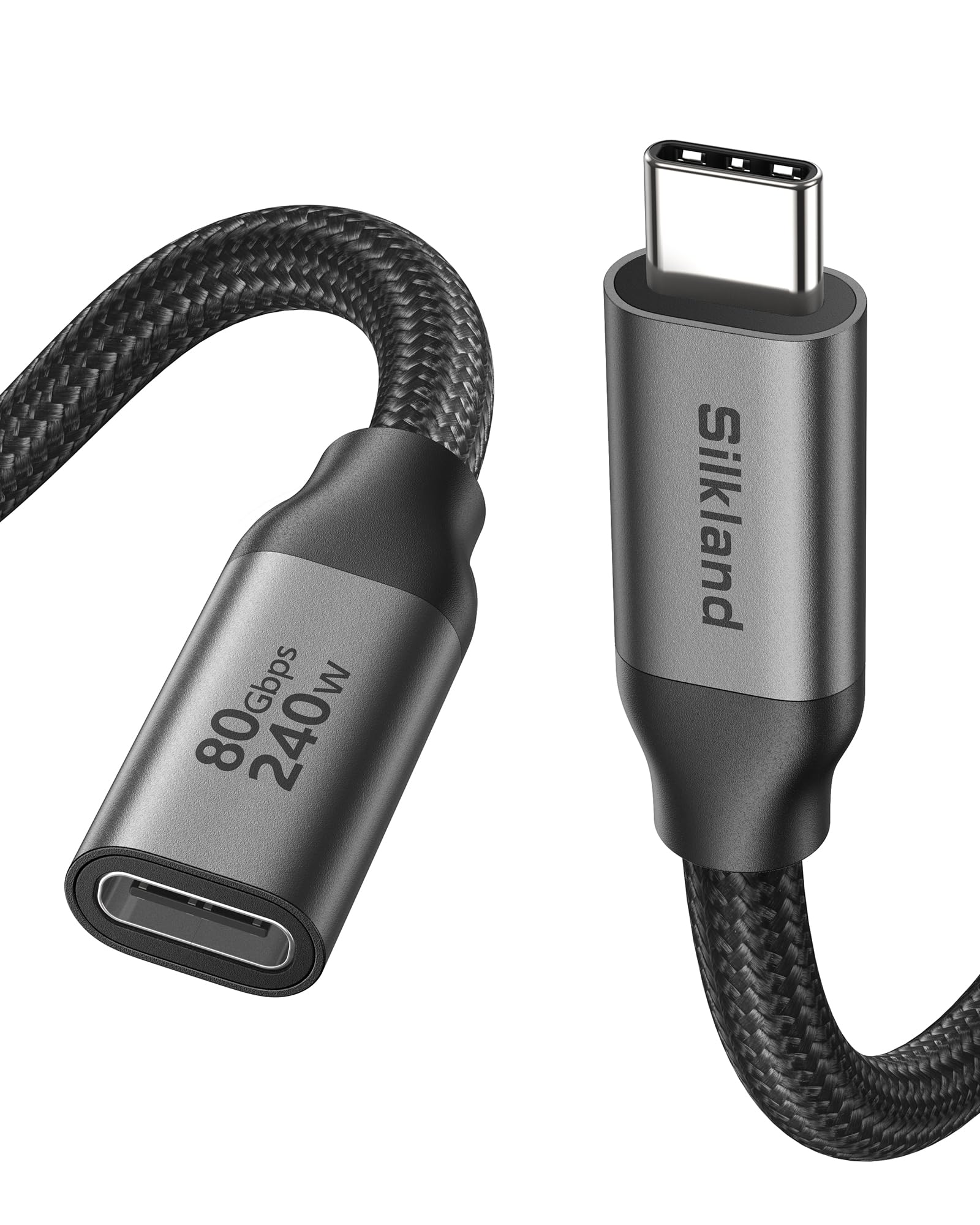 Silkland 80Gbps USB4 USB C Extension Cable 240W for Thunderbolt 5/4, 3.3FT