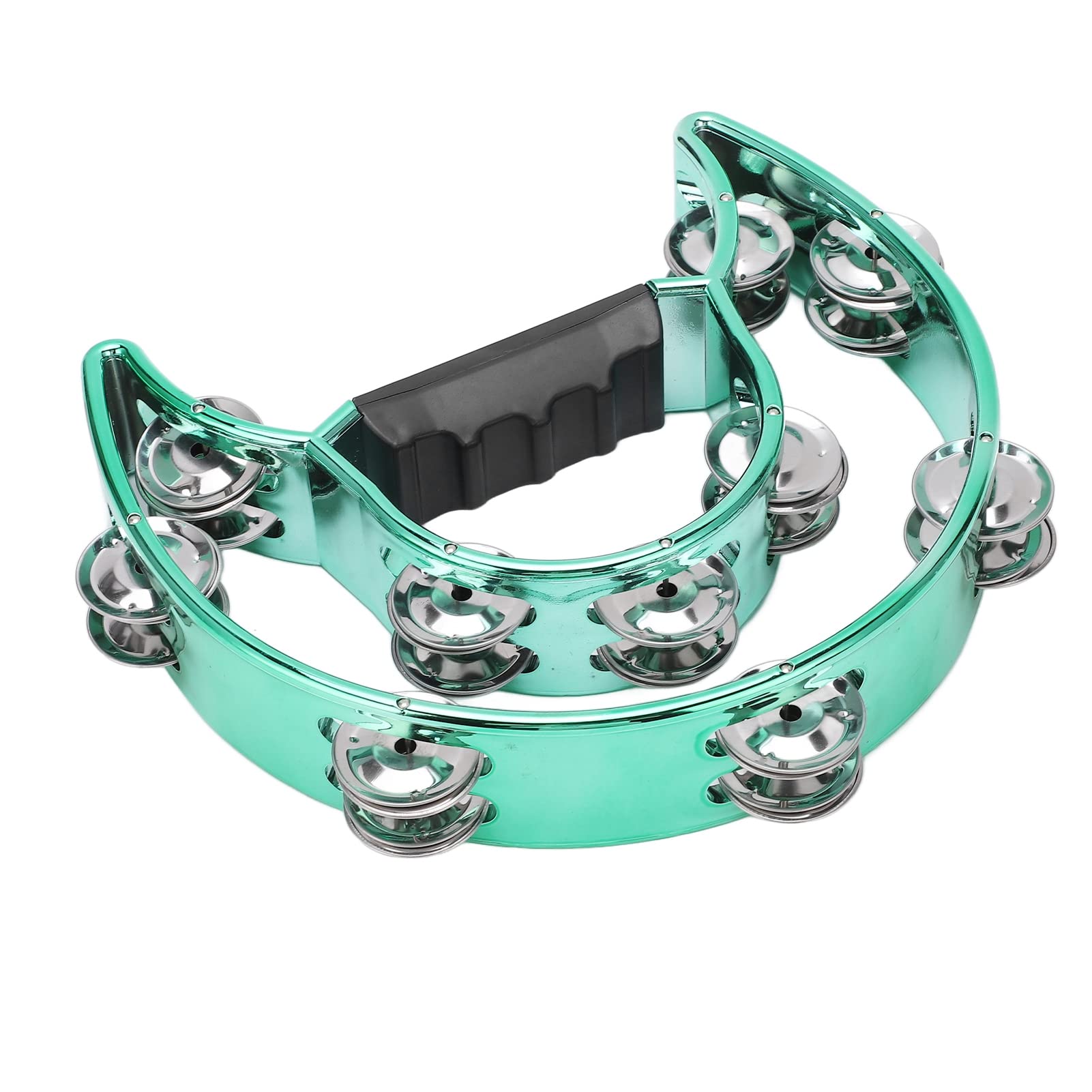 Handheld Tambourine, Lightweight Double Row Bells, Drum with Nonslip Edges, Easy to Operate for Concert Festival Parties (Green
