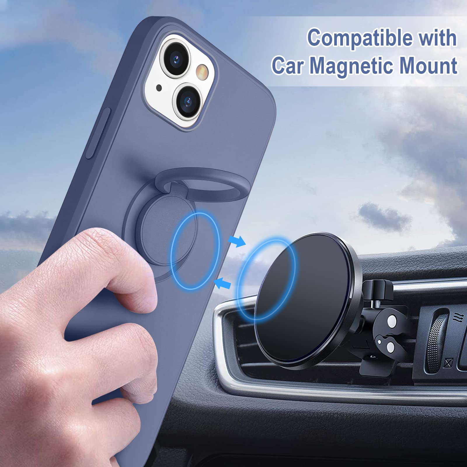 Hython Case For Iphone 13 Mini Case With Ring Stand [360    Rotatable Ring Holder Magnetic Kickstand] [Soft Microfiber Lining] S