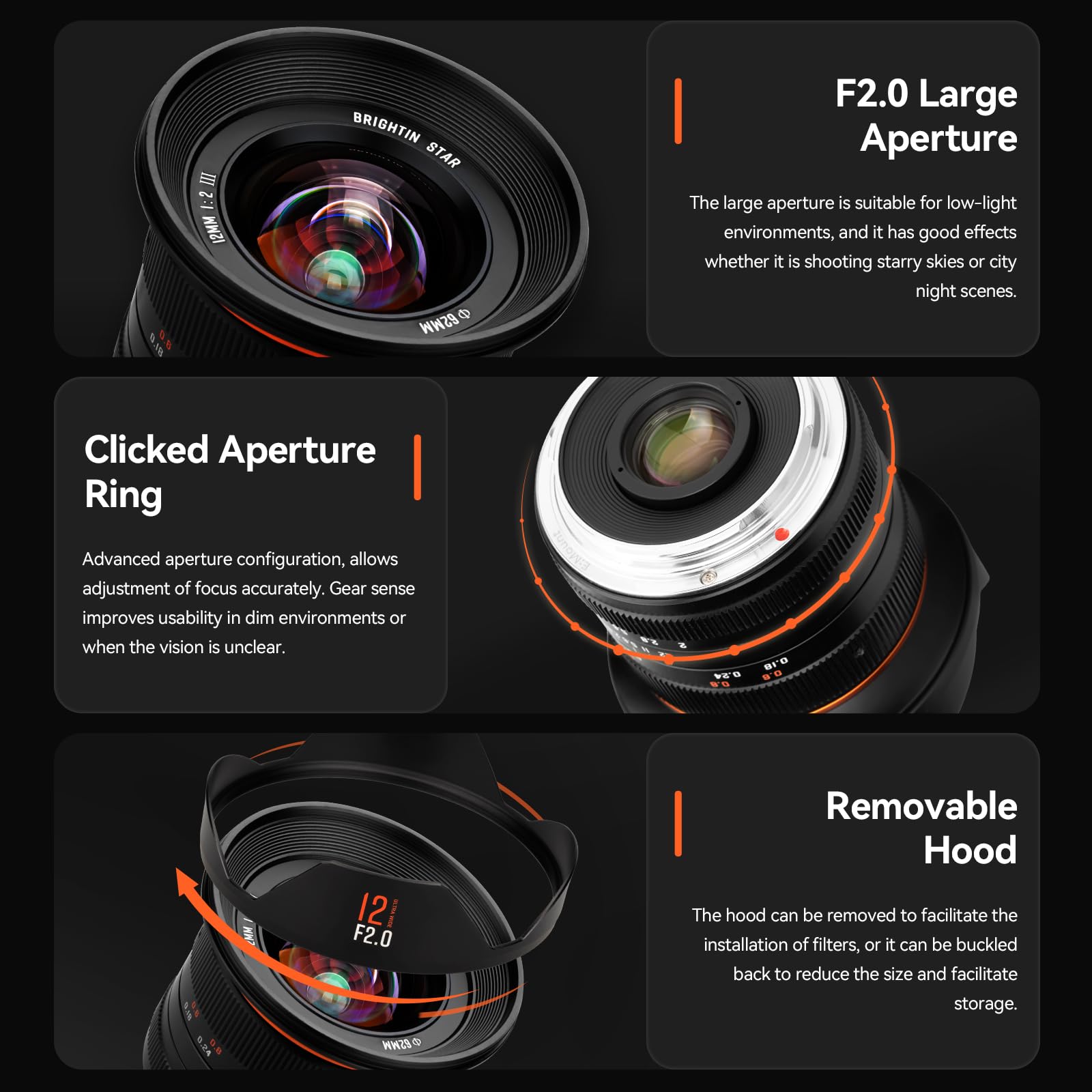 Brightin Star 12Mm F2 Iii Manual Focus Prime Lens For Fujifilm Xf Mount Mirrorless Cameras, Aps C Ultra Wide Angle Large Apertur