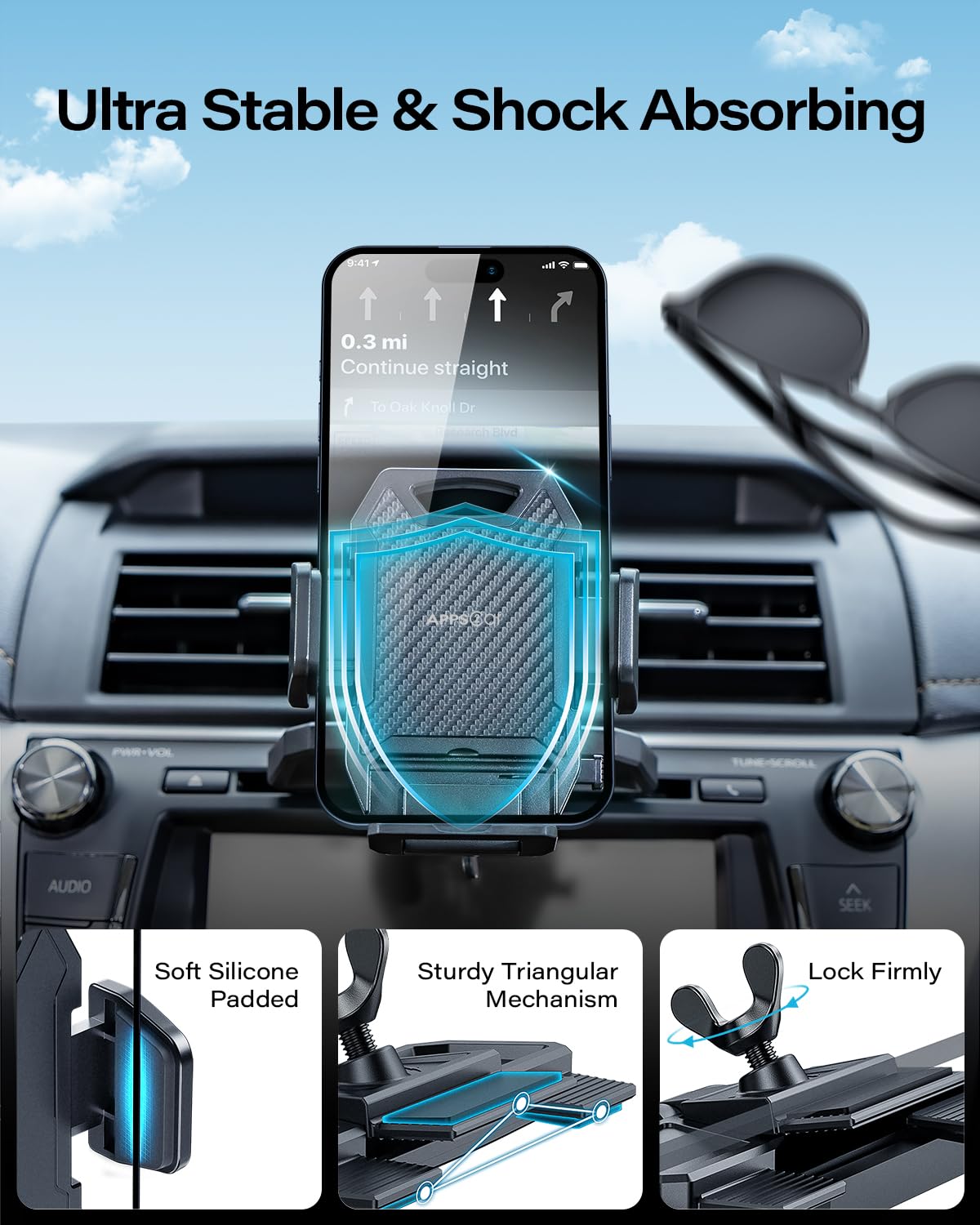 Apps2Car Sturdy Cd Slot Phone Mount With One Hand Operation Design, Hands-Free Car Phone Holder Universally Compatible With All