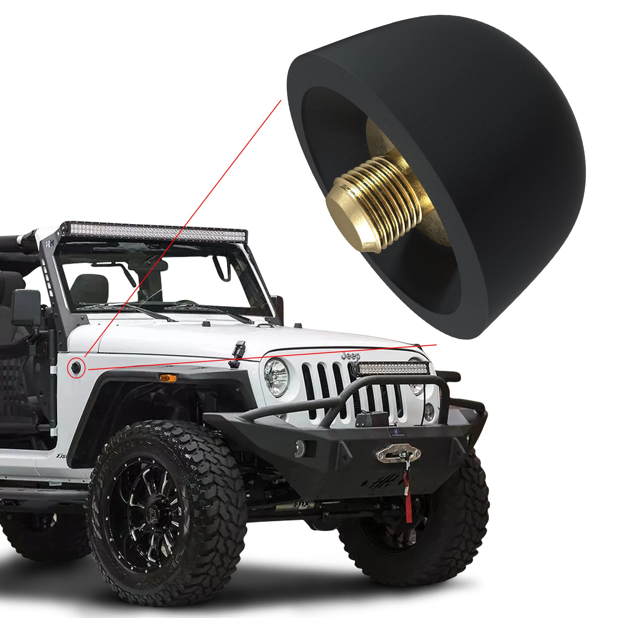 Basiker Antenna Delete Cap Fit For Jeep Wrangle Gladiator Jk Jl Rubicon Sport Unlimited 4Xe Willys Mojave, Car Wash Proof Jeep Antenna Cover Antenna Delete, Jeep Accessories